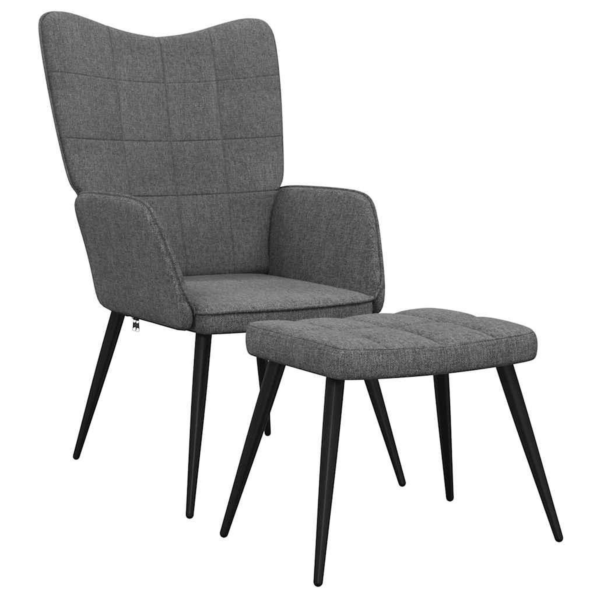 Voir la diapositive 2 : VIDAXL Chaise de relaxation avec tabouret Gris fonce Tissu