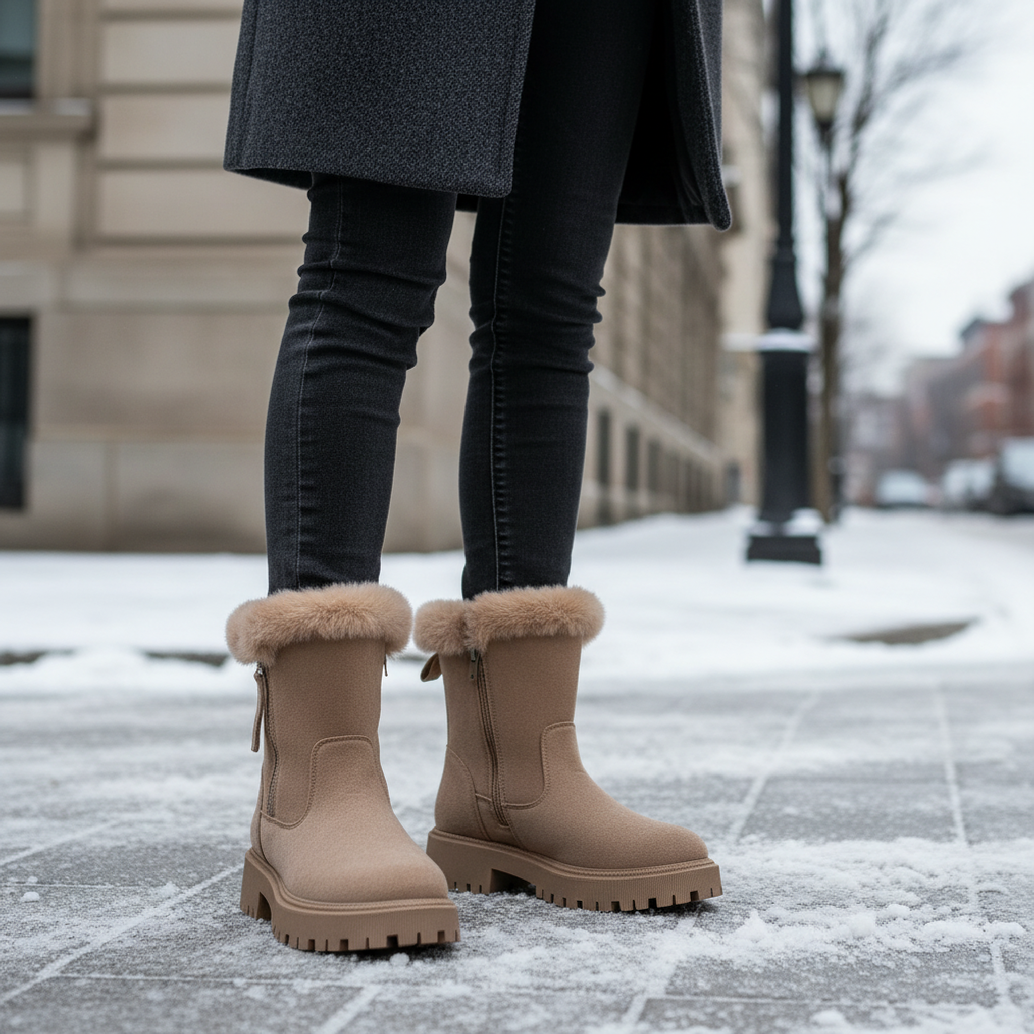 Voir la diapositive 2 : OZABI Ozabi bottines fourrées femme suédine zippée semelle crantée