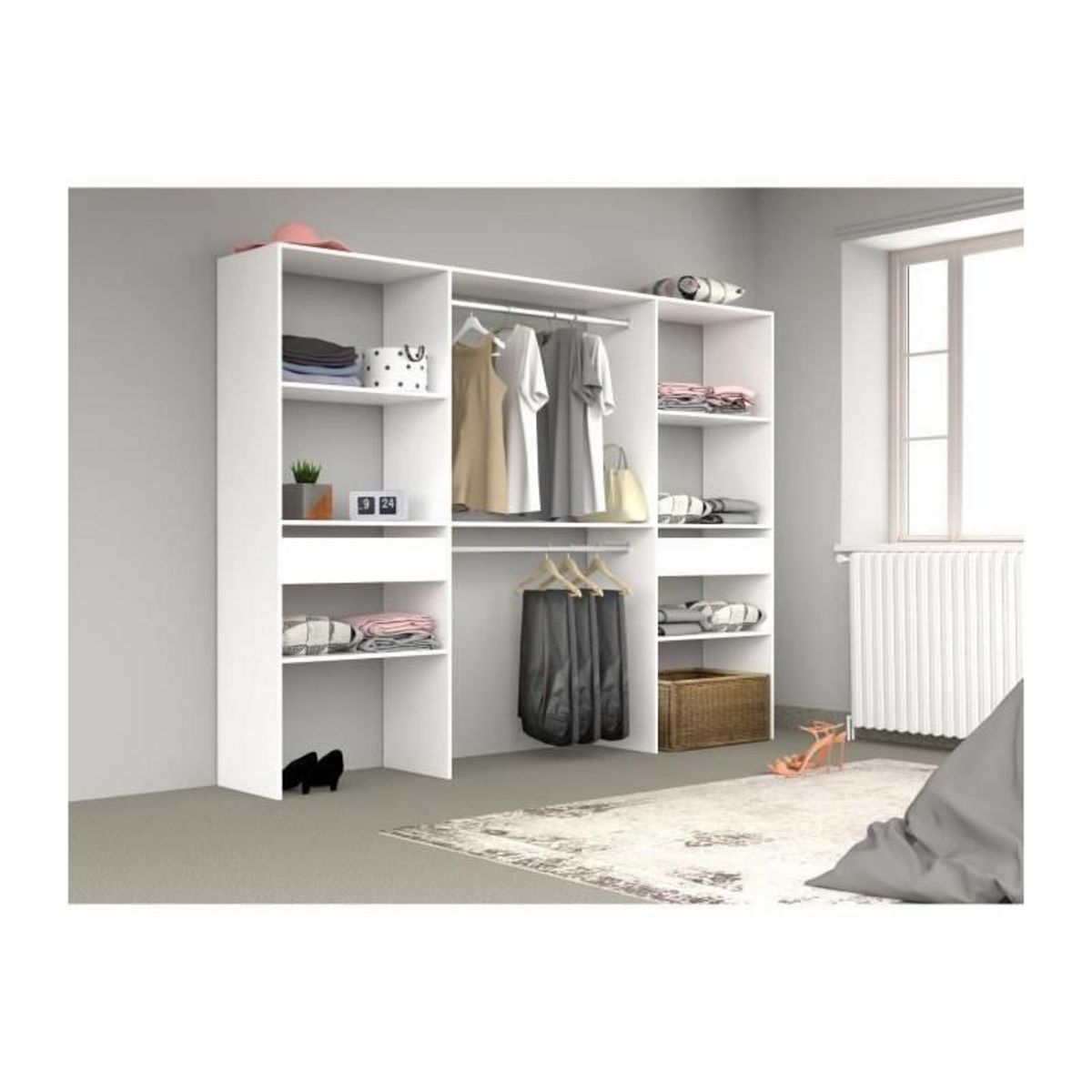 EKIPA Dressing Blanc - L 220 x P 40 x H 180 cm - ARTIC