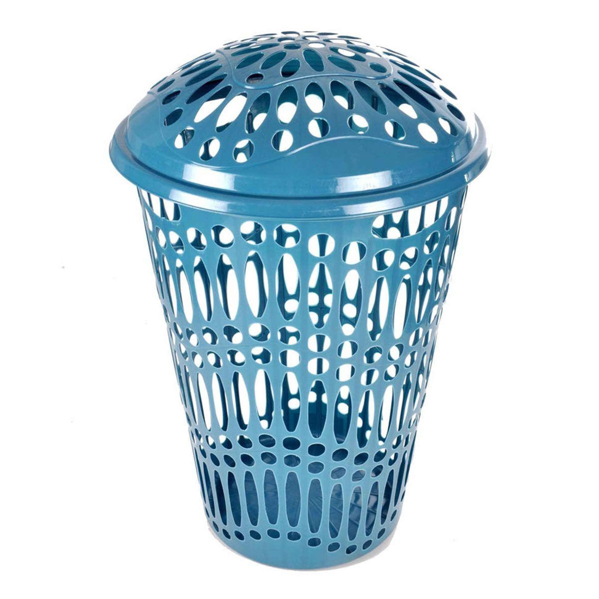 HOMEA Panier à linge rond  ajouré  66cm bleu