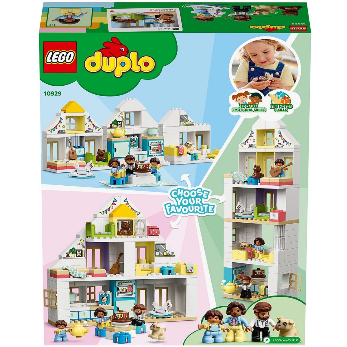 LEGO DUPLO Ma Ville 10929 La Maison Modulable 3 en 1, Maison de Poupée, Jouet Enfant 2 ans