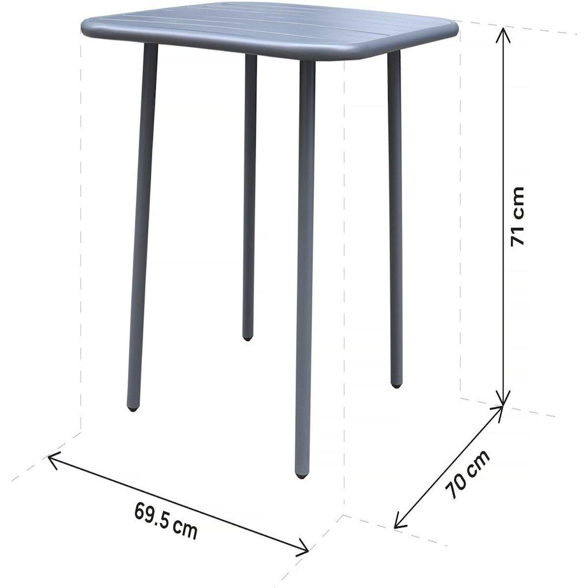 Habitat et Jardin Table de jardin en métal  Bilbao  - 70 x 70 x 71 cm - Gris
