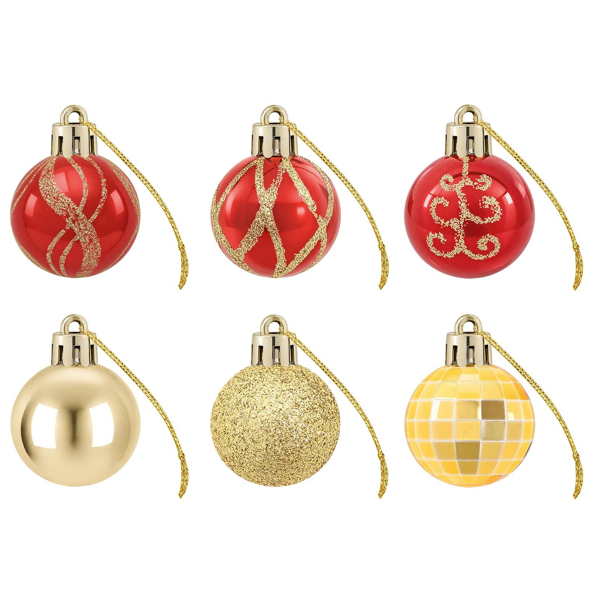 Voir la diapositive 5 : VIDAXL Ensemble de boules de Noël 72 pc Or et rouge Diam. 3 cm
