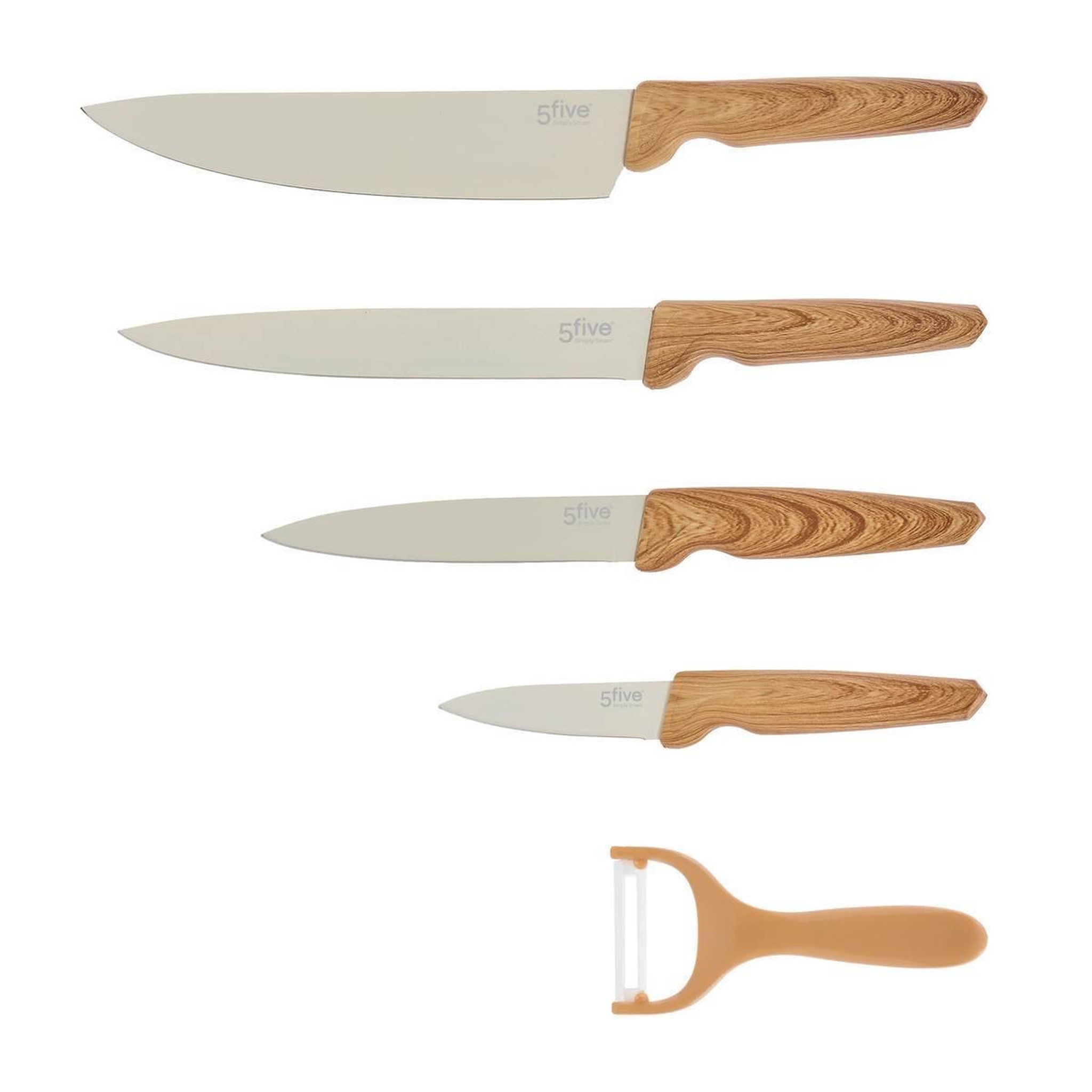 FIVE Coffret 4 Couteaux & 1 Éplucheur  Harmony  36cm Beige