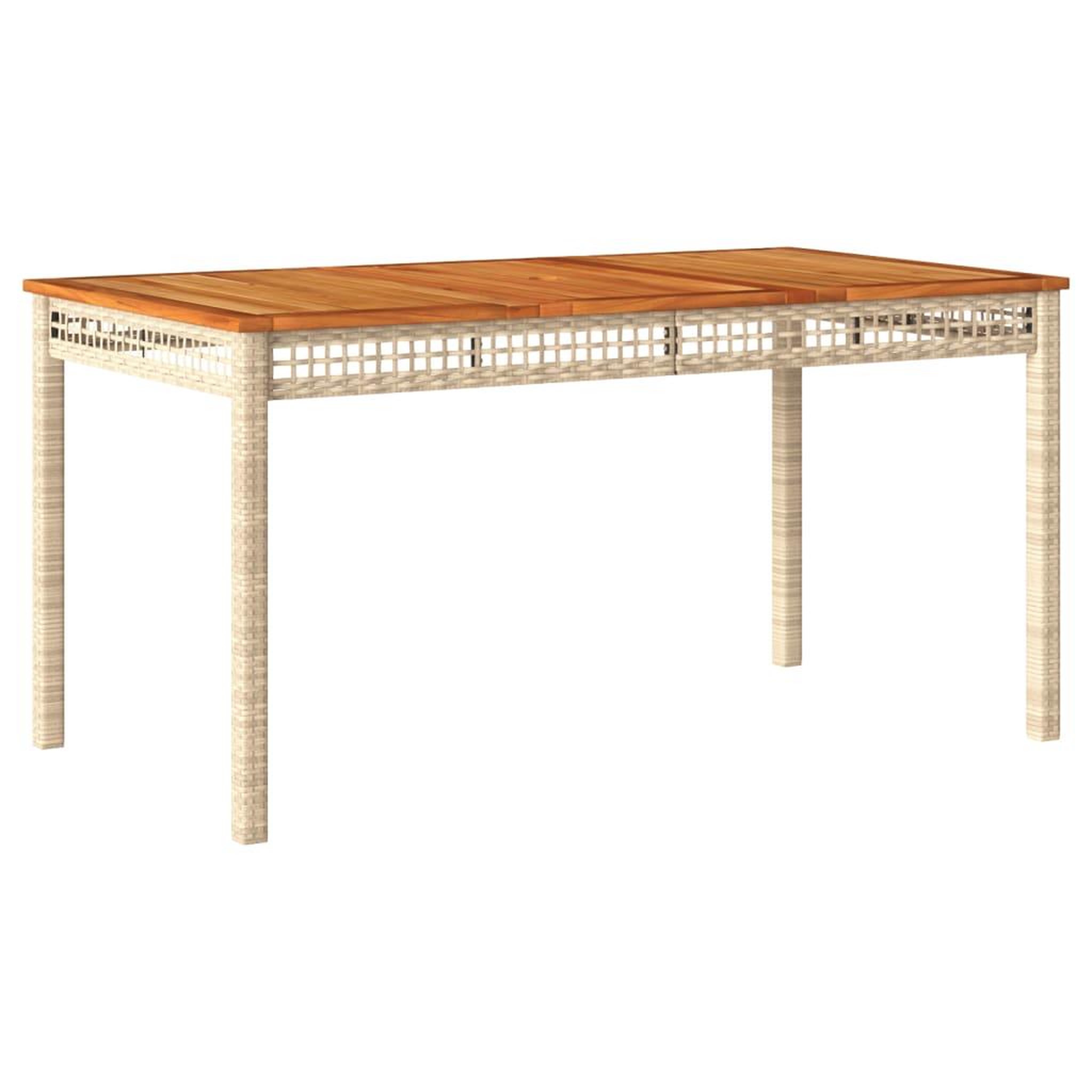 Voir la diapositive 2 : VIDAXL Table de jardin beige 140x80x75 cm resine tressee et acacia
