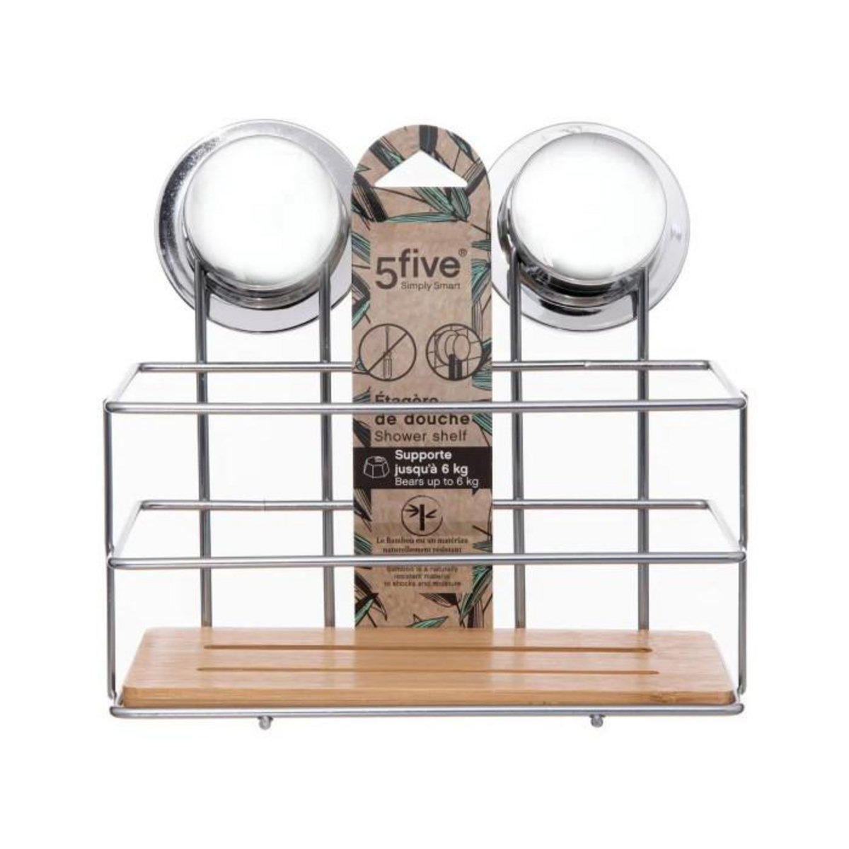 FIVE Panier Rectangle de Douche  Ventouse  19cm Naturel