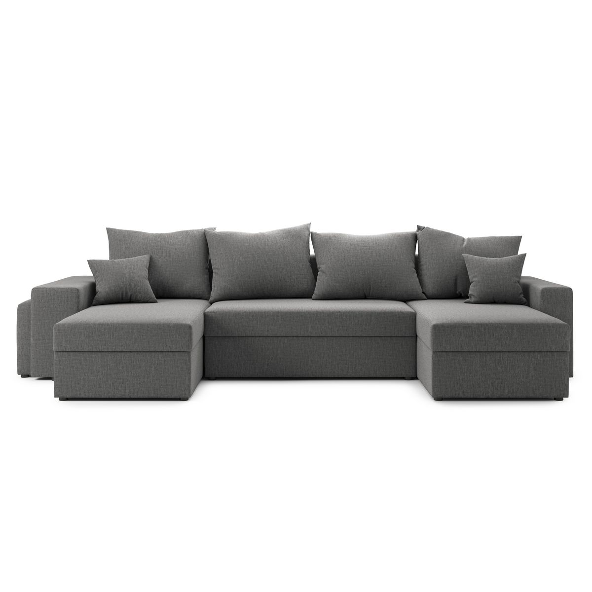 Canapé panoramique convertible 6 places avec étagères et poufs intégrés AUSTIN