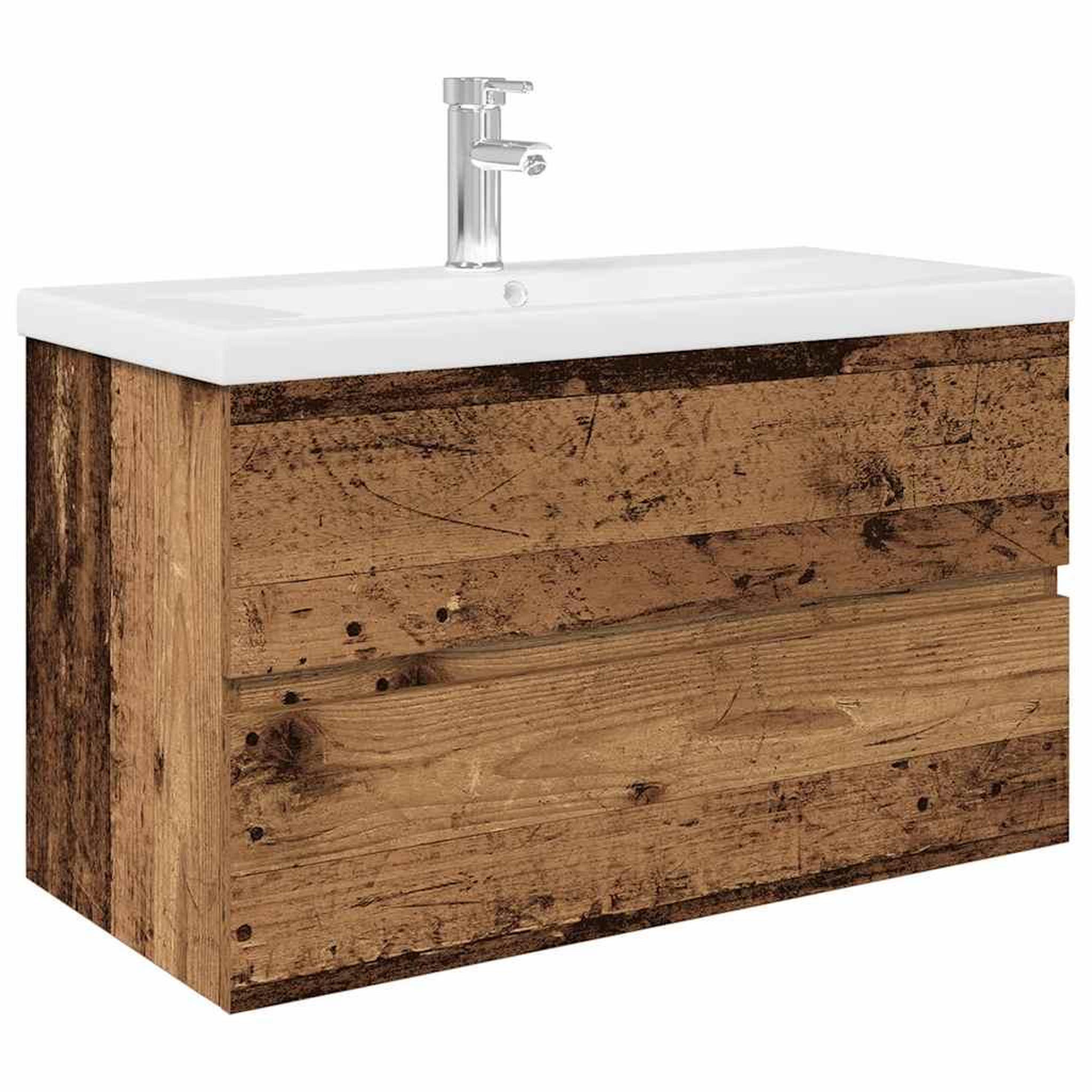 Voir la diapositive 2 : VIDAXL Meuble lavabo avec bassin et robinet integres vieux bois