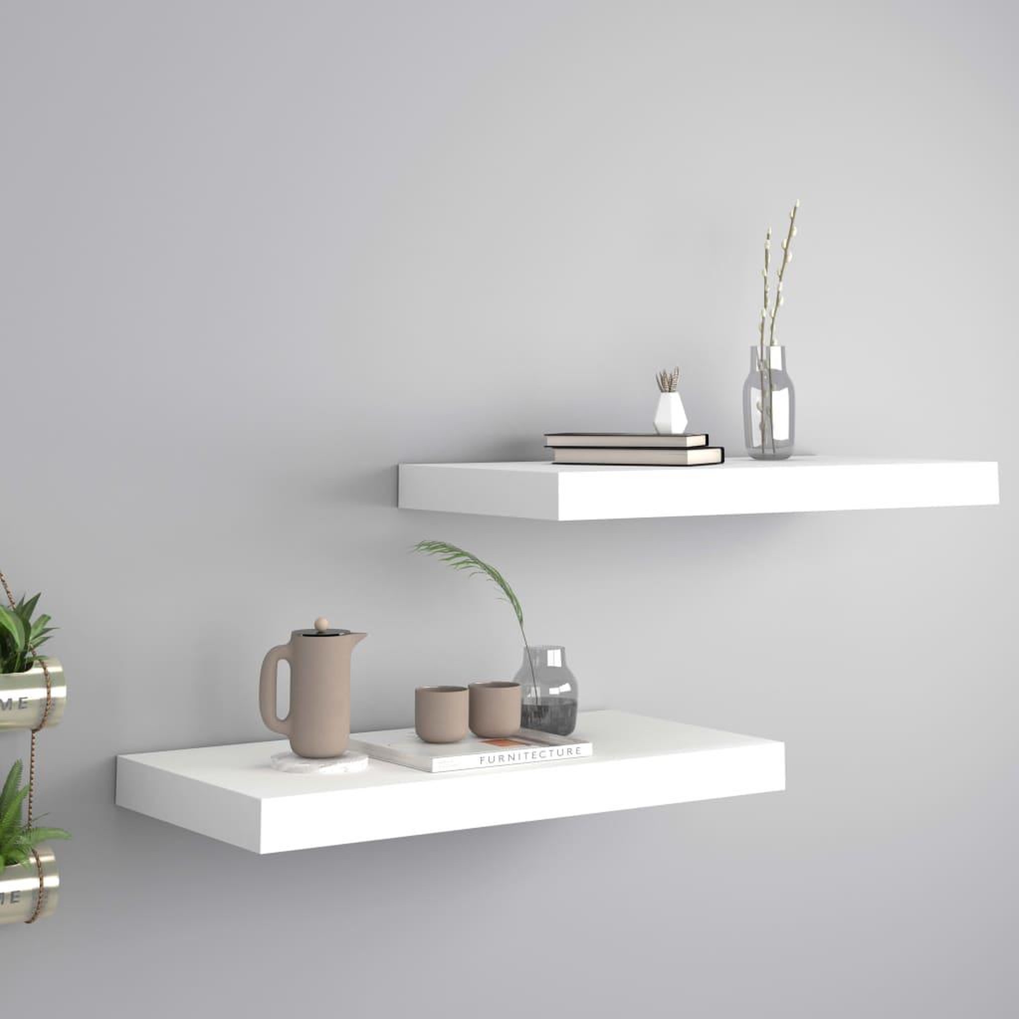 Voir la diapositive 1 : VIDAXL Etageres murales flottantes 2 pcs blanc 50x23x3,8 cm MDF