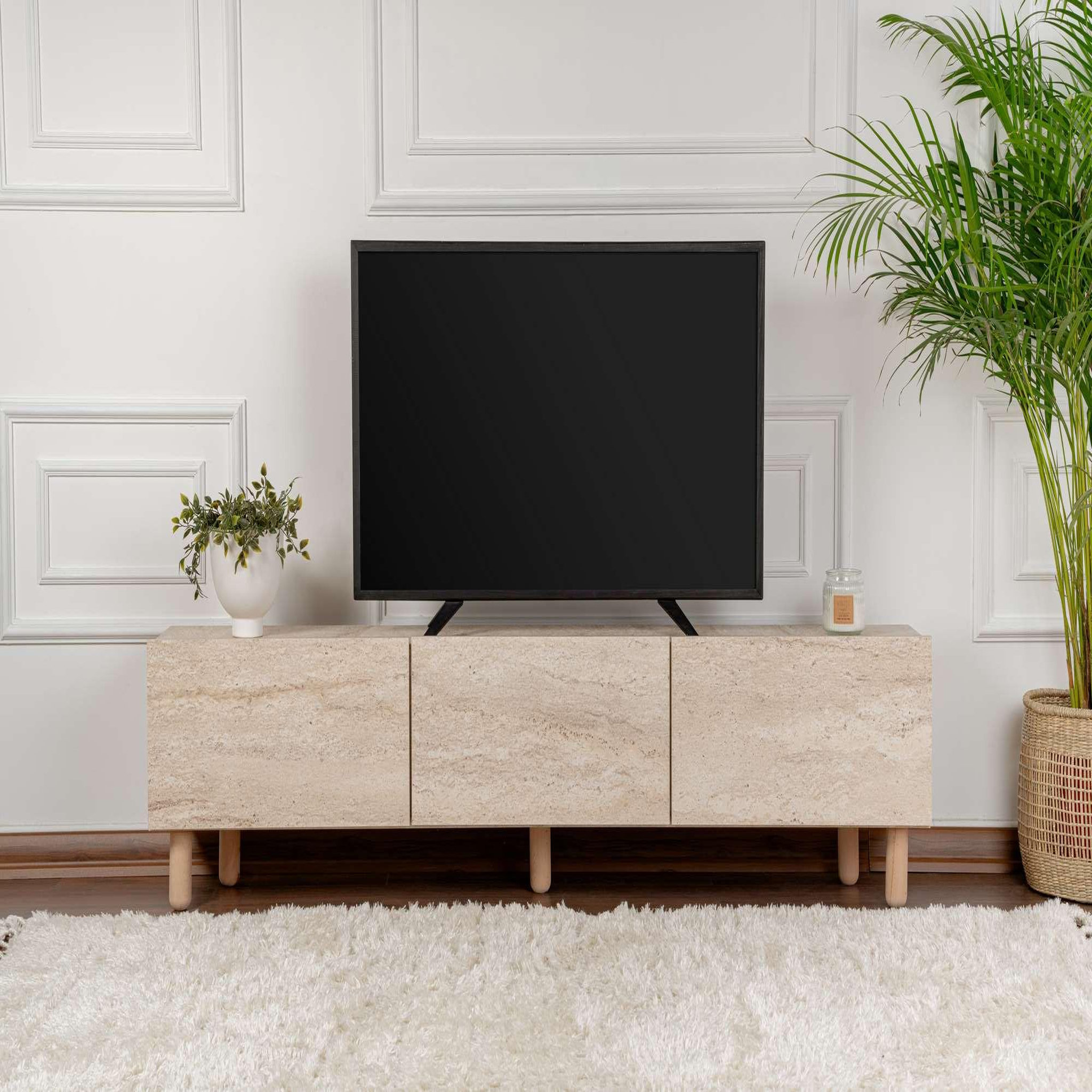 Voir la diapositive 3 : Habitat et Jardin Meuble tv en bois  alvin  - 180 x 31 x 42 cm - beige