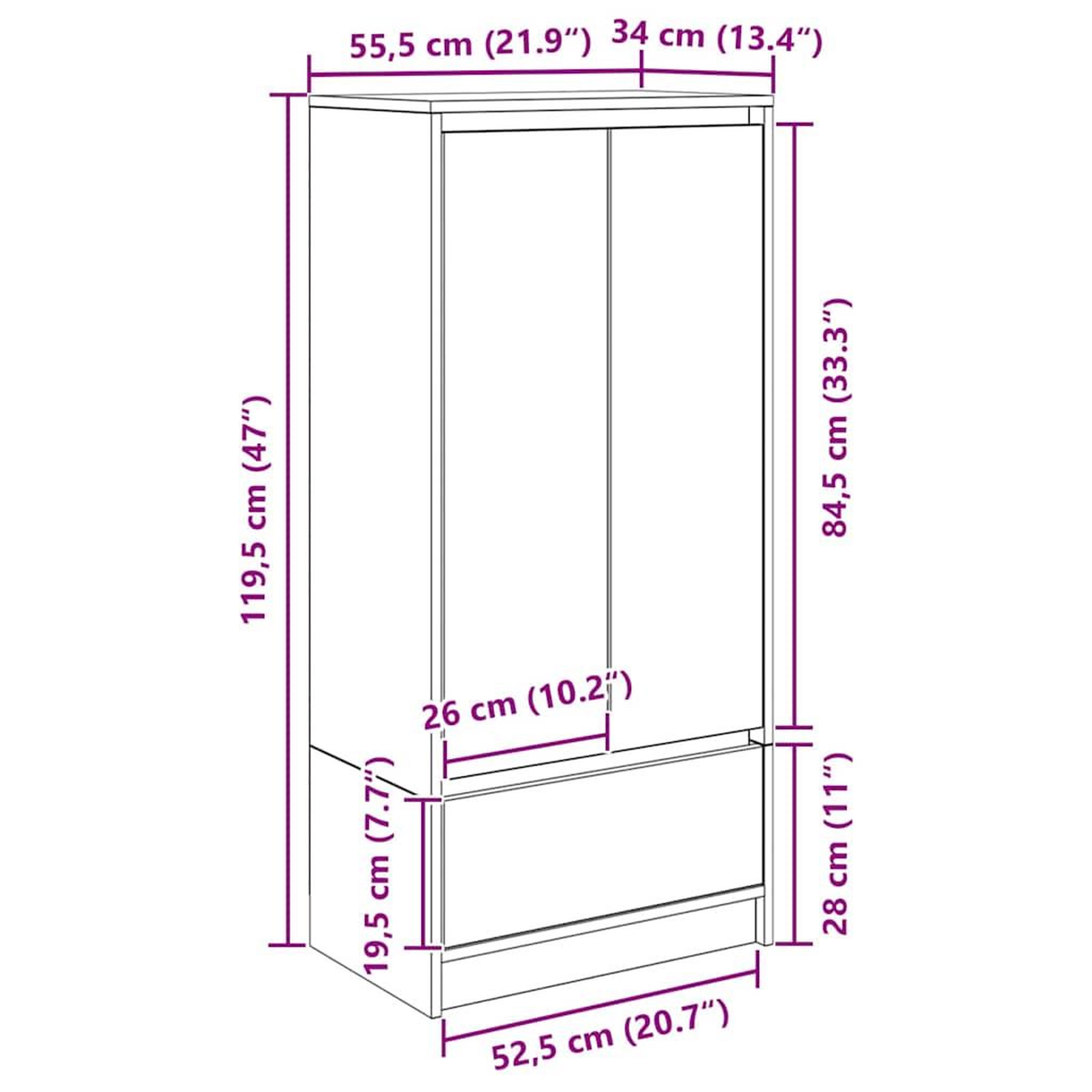 Voir la diapositive 6 : VIDAXL Armoire avec tiroir blanc 55,5x34x119,5 cm bois d'ingenierie