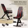Voir la diapositive 4 : HOMCOM Banc de musculation pliable inclinable charge max. 230 Kg rouge noir
