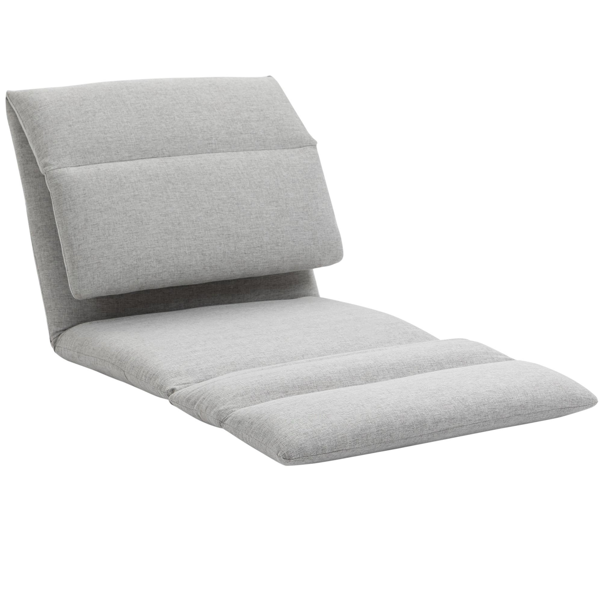 Voir la diapositive 4 : HOMCOM Fauteuil convertible fauteuil paresseux grand confort inclinaison dossier multipositions 90°-180° acier tissu gris clair
