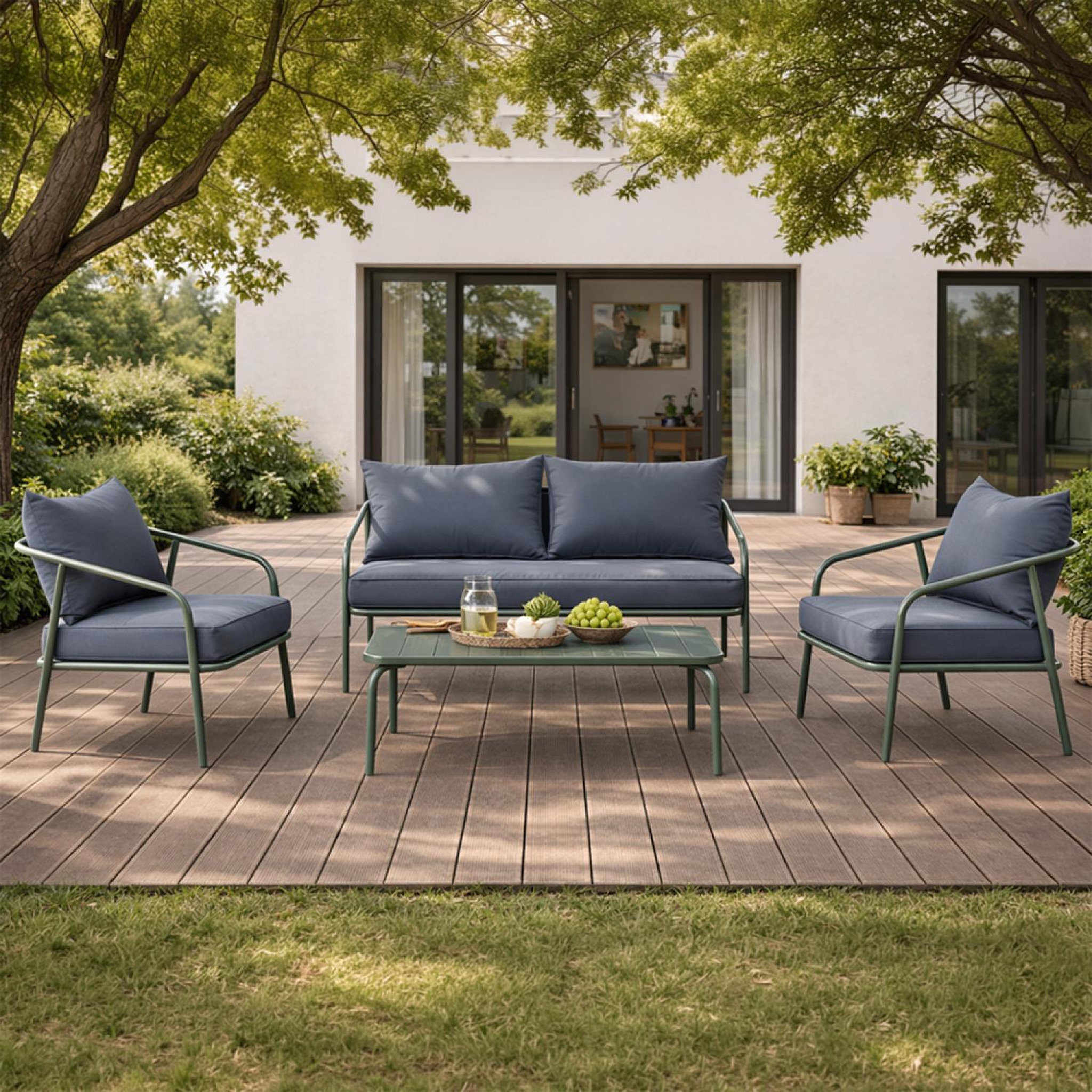 Voir la diapositive 5 : CONCEPT USINE Salon de jardin 4 places kaki bergame