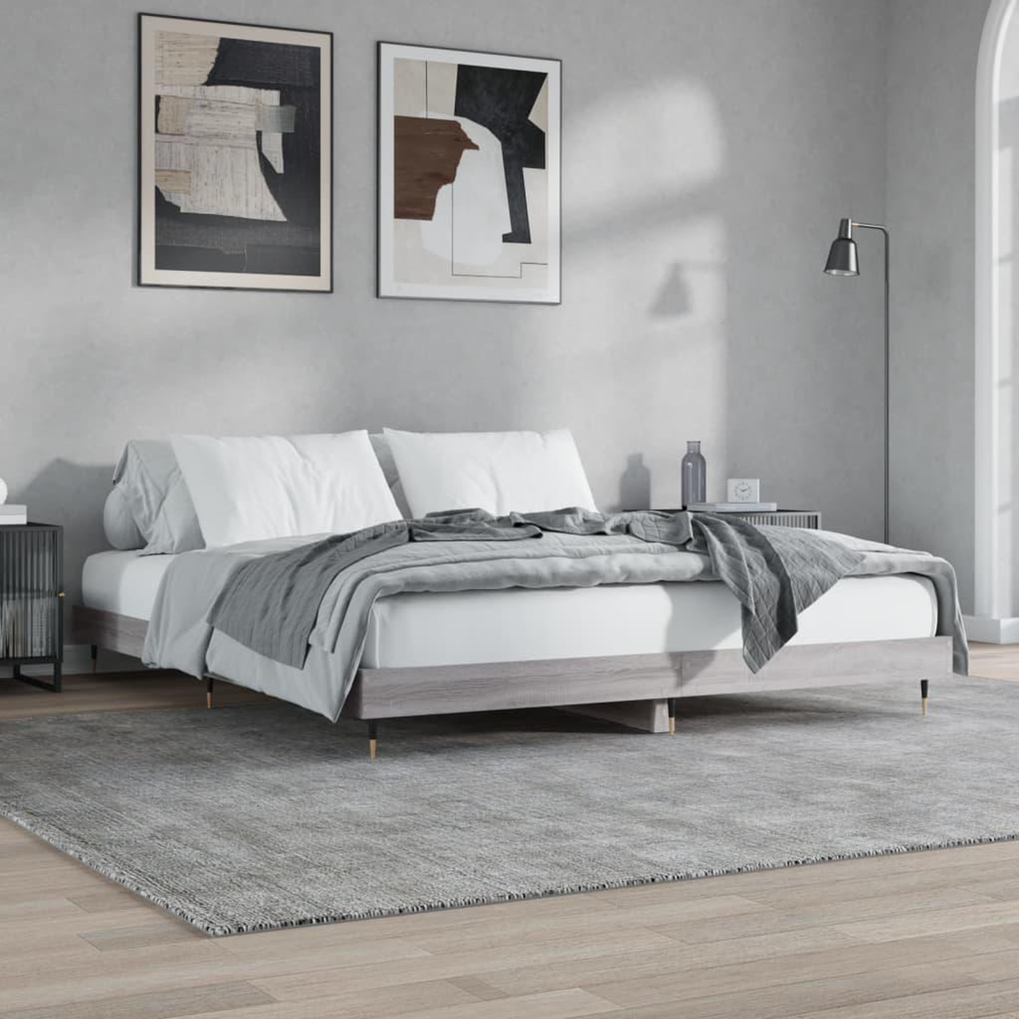 VIDAXL Cadre de lit sans matelas sonoma gris 160x200cm bois ingenierie