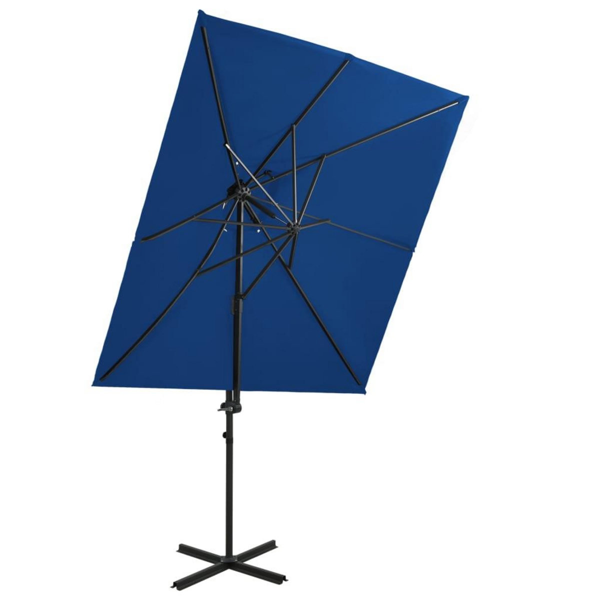 VIDAXL Parasol de jardin en porte-a-faux a double toit bleu azure
