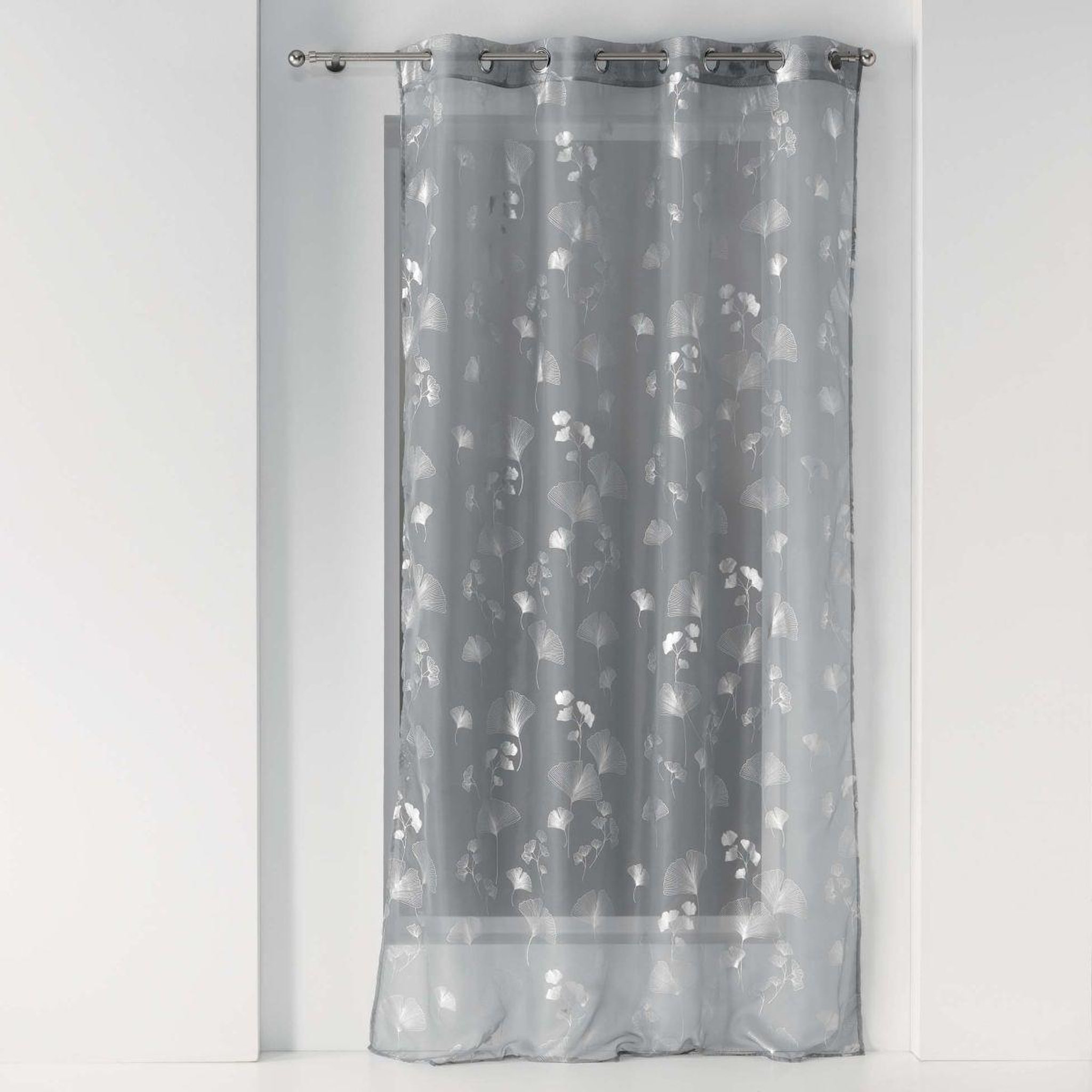 Voir la diapositive 1 : Douceur d'Intérieur Rideau voilage à œillets  bloomy  140x280cm gris