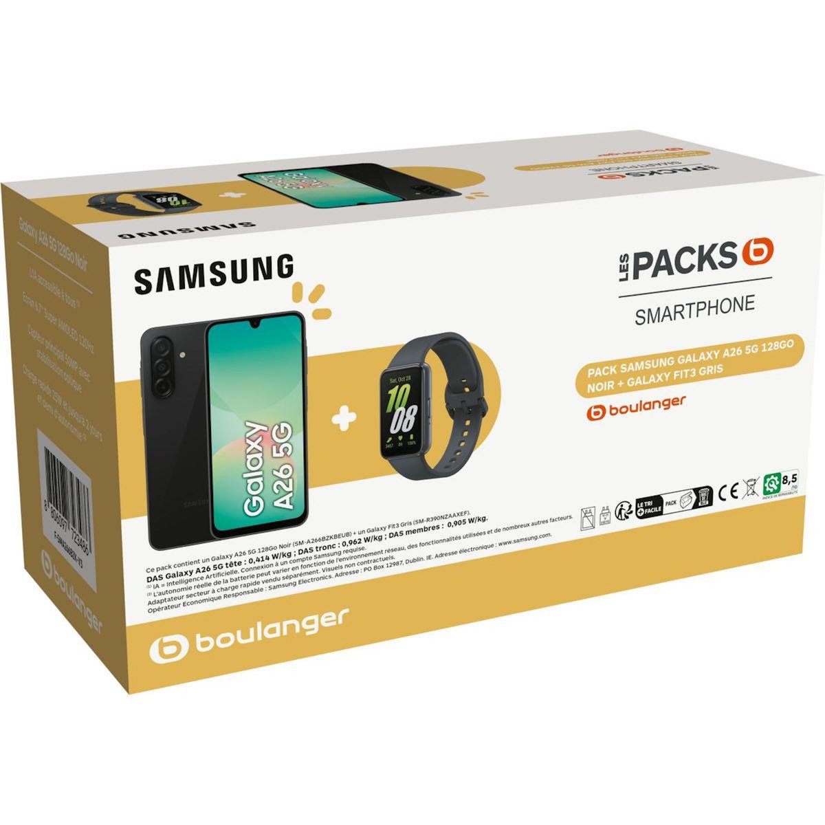 Samsung Smartphone Pack A26 128Go 5G + Fit 3