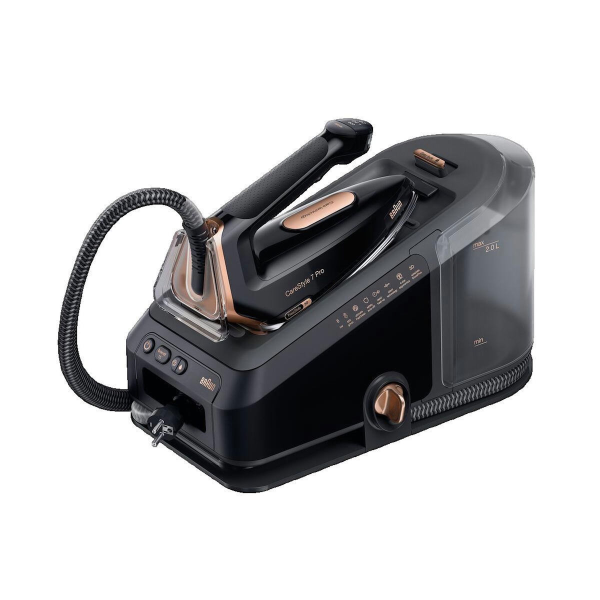 BRAUN Centrale vapeur Braun CareStyle 7 Pro IS7286 BK - Puissance 2700 W, réservoir 2 L