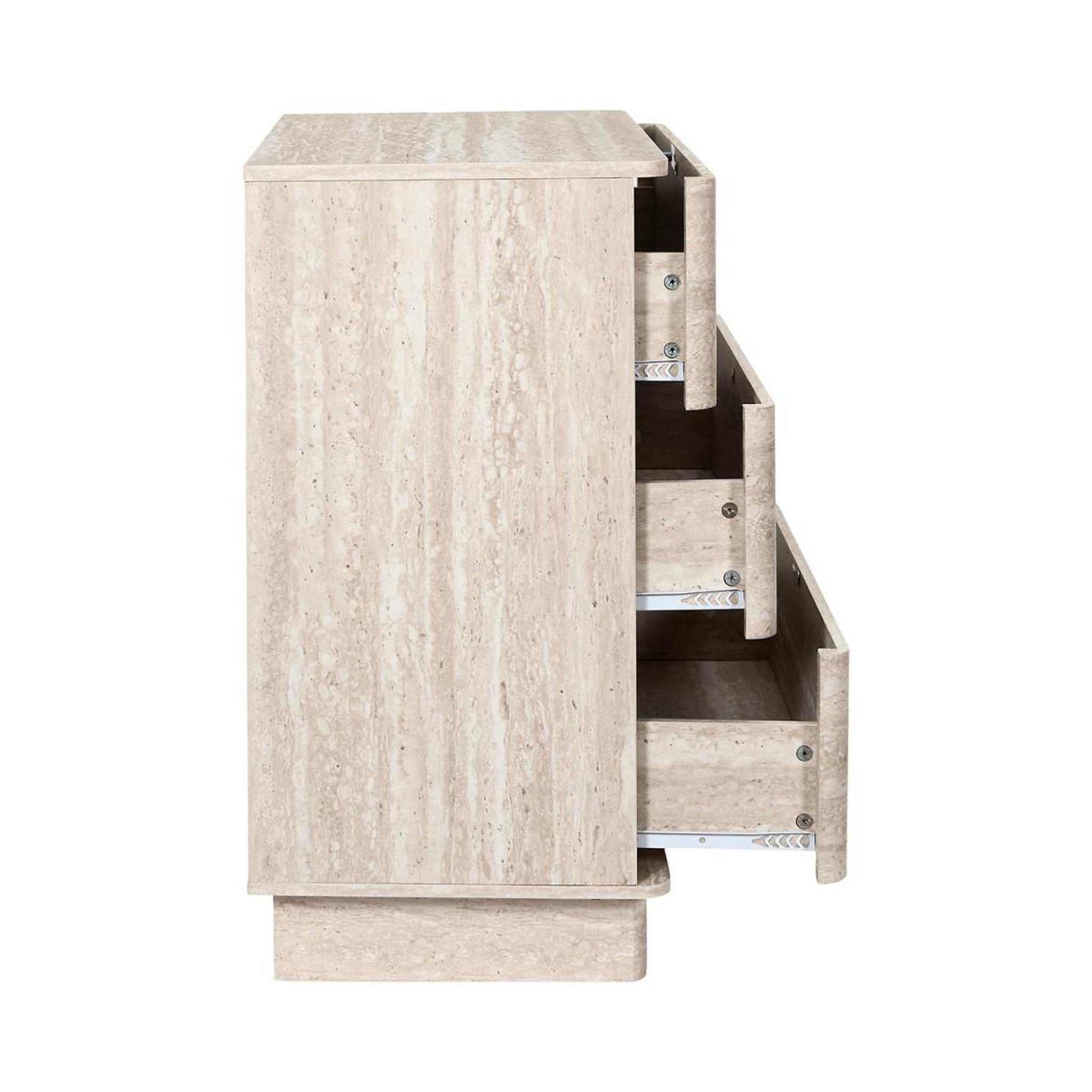 Voir la diapositive 4 : The Home Deco Factory Commode 3 tiroirs  pietra  79cm beige