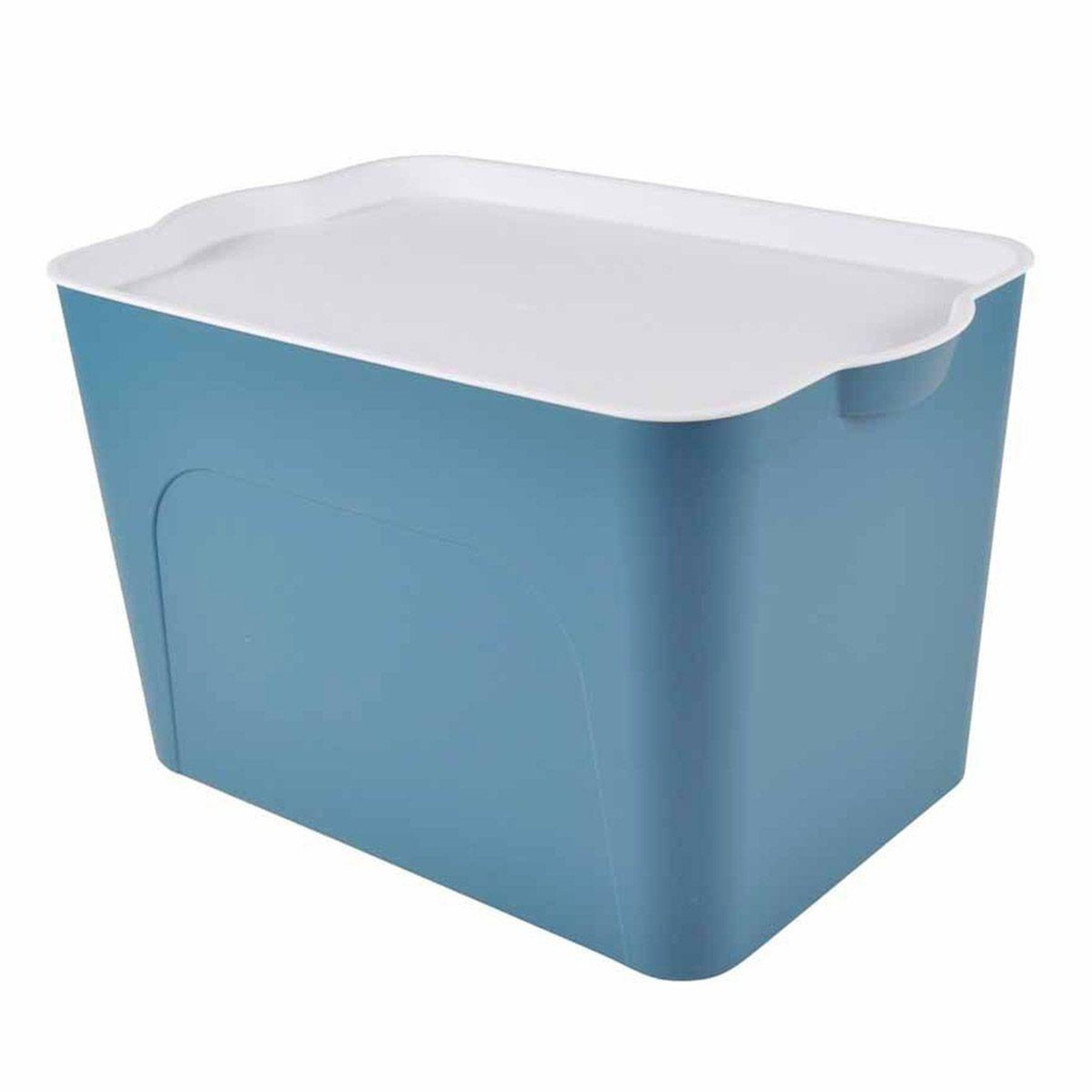 Voir la diapositive 1 : HOMEA Boîte de rangement déco  pratique  24l bleu