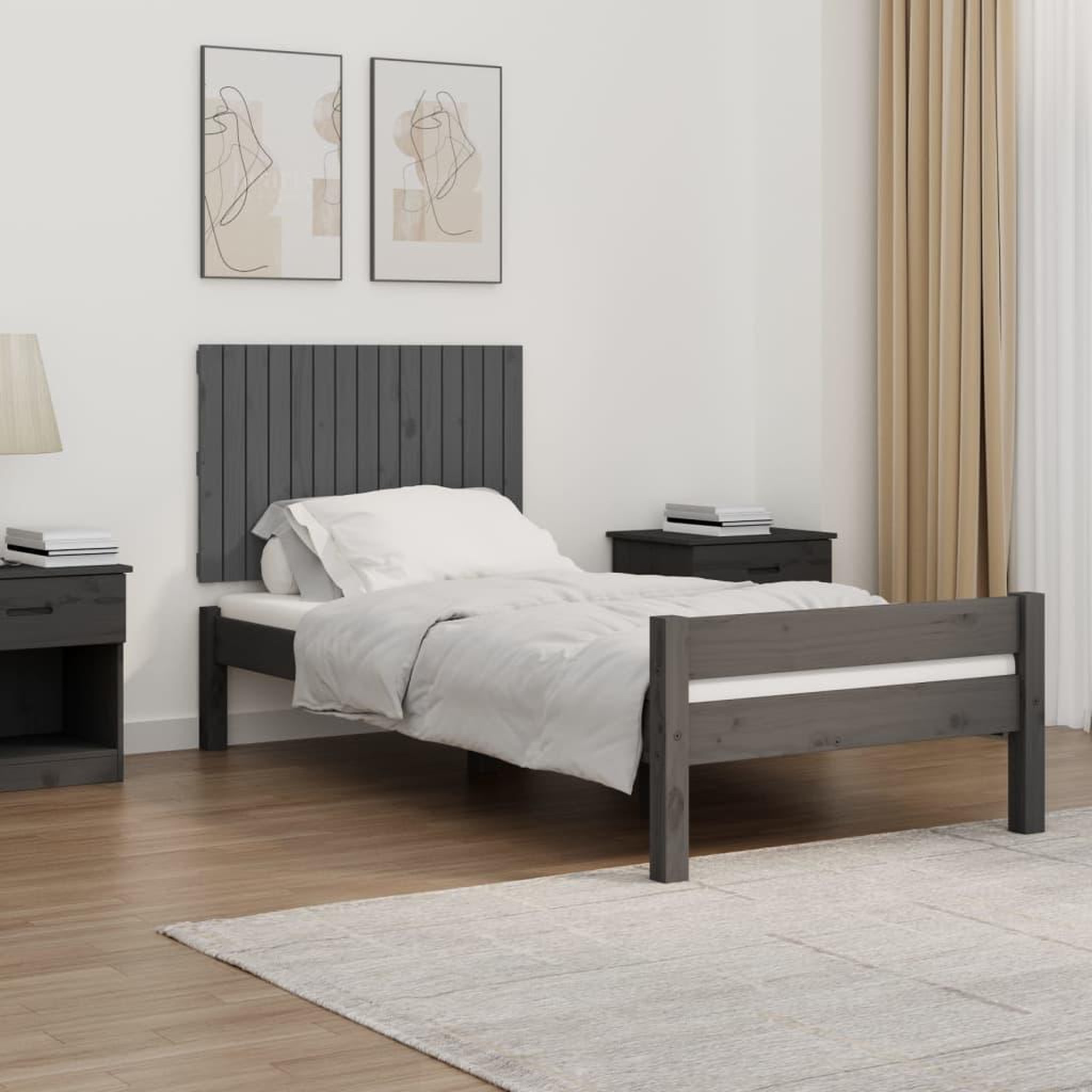 Voir la diapositive 1 : VIDAXL Tete de lit murale Gris 95,5x3x60 cm Bois massif de pin