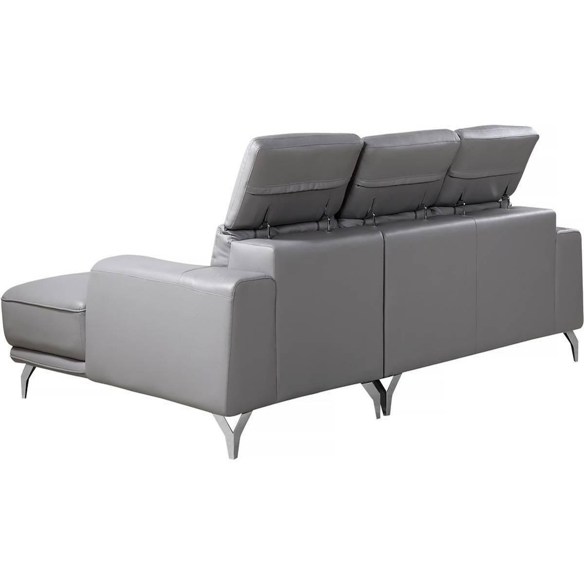 Habitat et Jardin Canapé d'angle cuir reconstitué et PVC  Leicester  - 4 places - Gris clair - Angle gauche