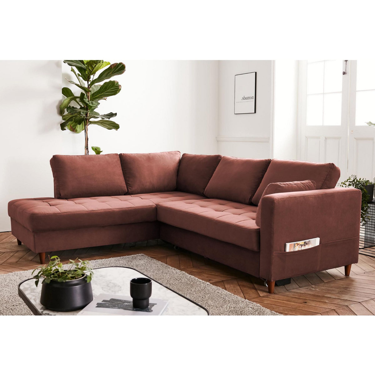 LISA DESIGN Anna - canapé d'angle gauche - 5 places - convertible - en velours