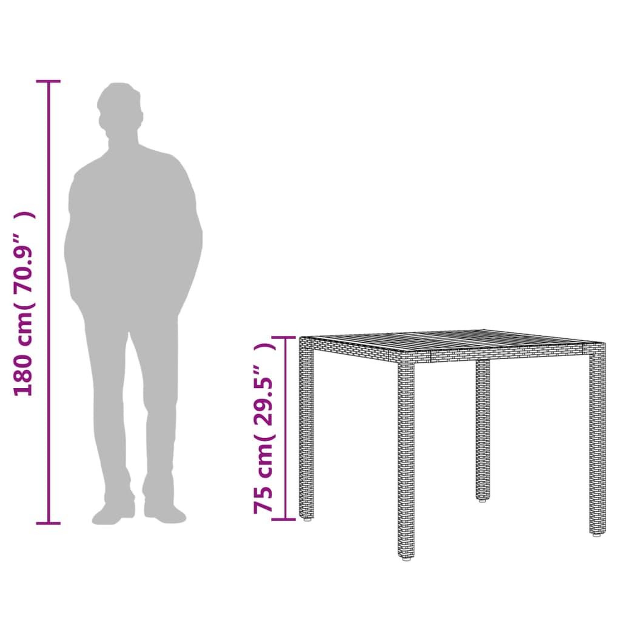 Voir la diapositive 6 : VIDAXL Table de jardin et dessus en bois d'acacia noir resine tressee