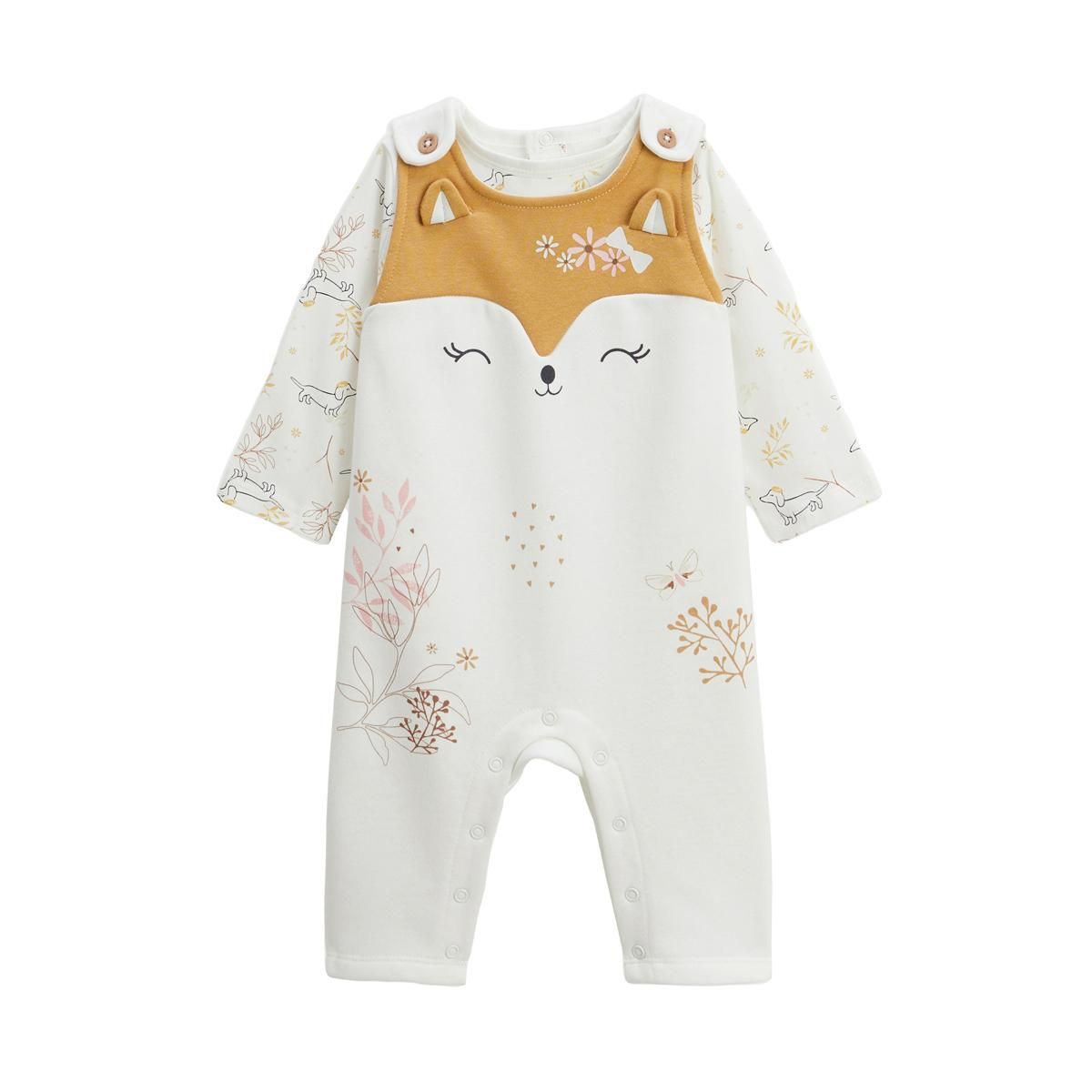 Petit Béguin Ensemble salopette bébé en molleton et t-shirt Emilie