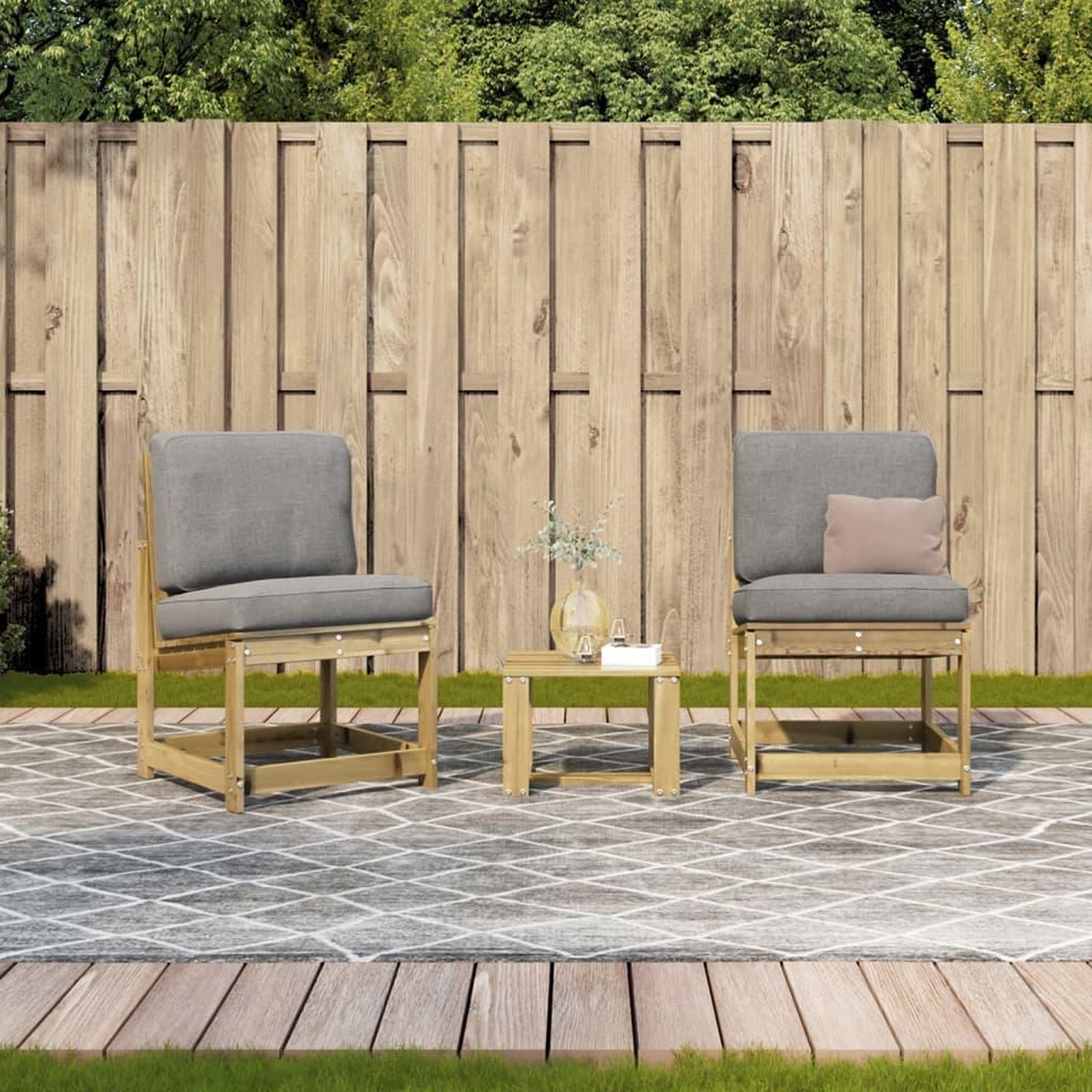 Voir la diapositive 3 : VIDAXL Salon de jardin 3 pcs bois de pin impregne
