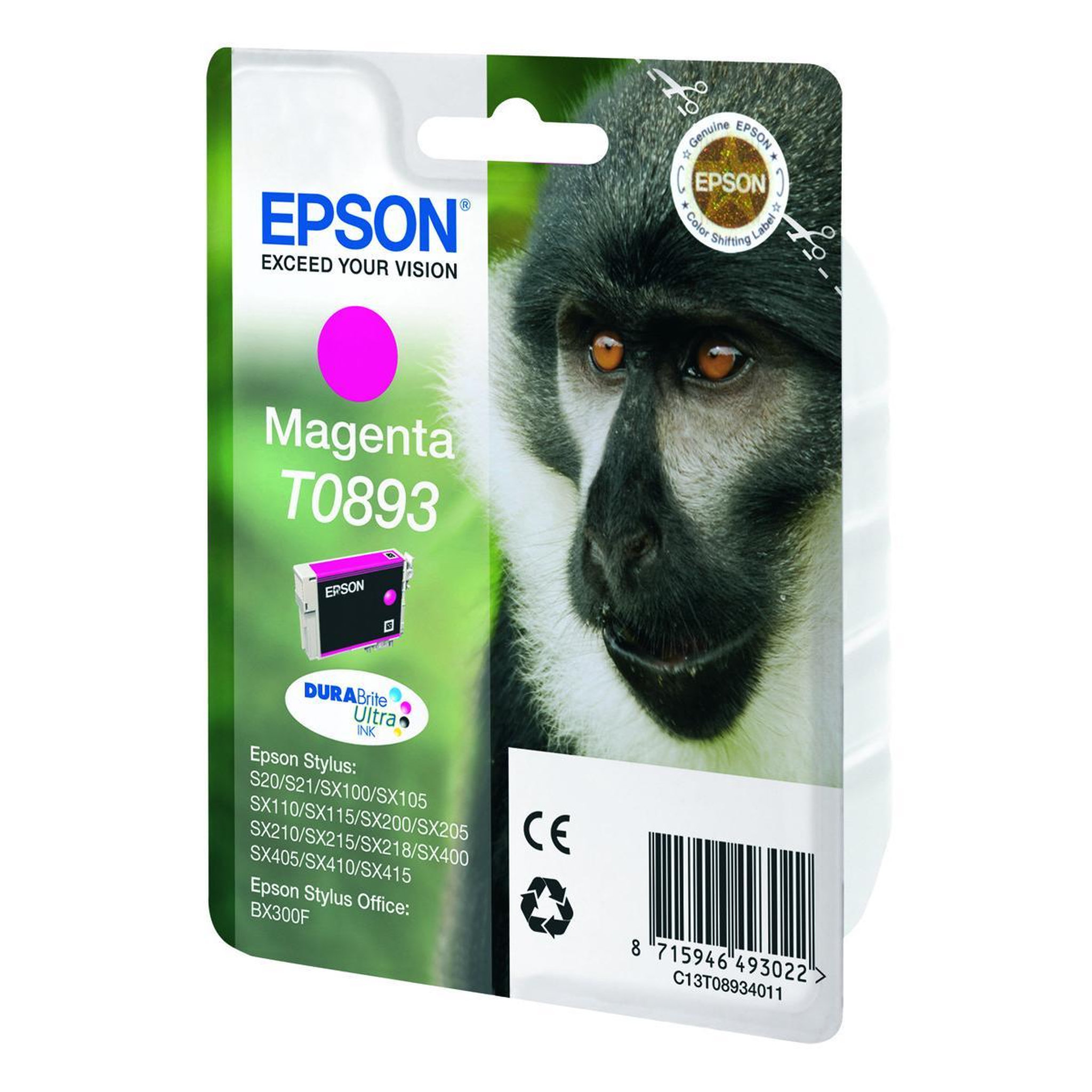 Voir la diapositive 3 : Epson Cartouche d'encre Epson T0893 Magenta
