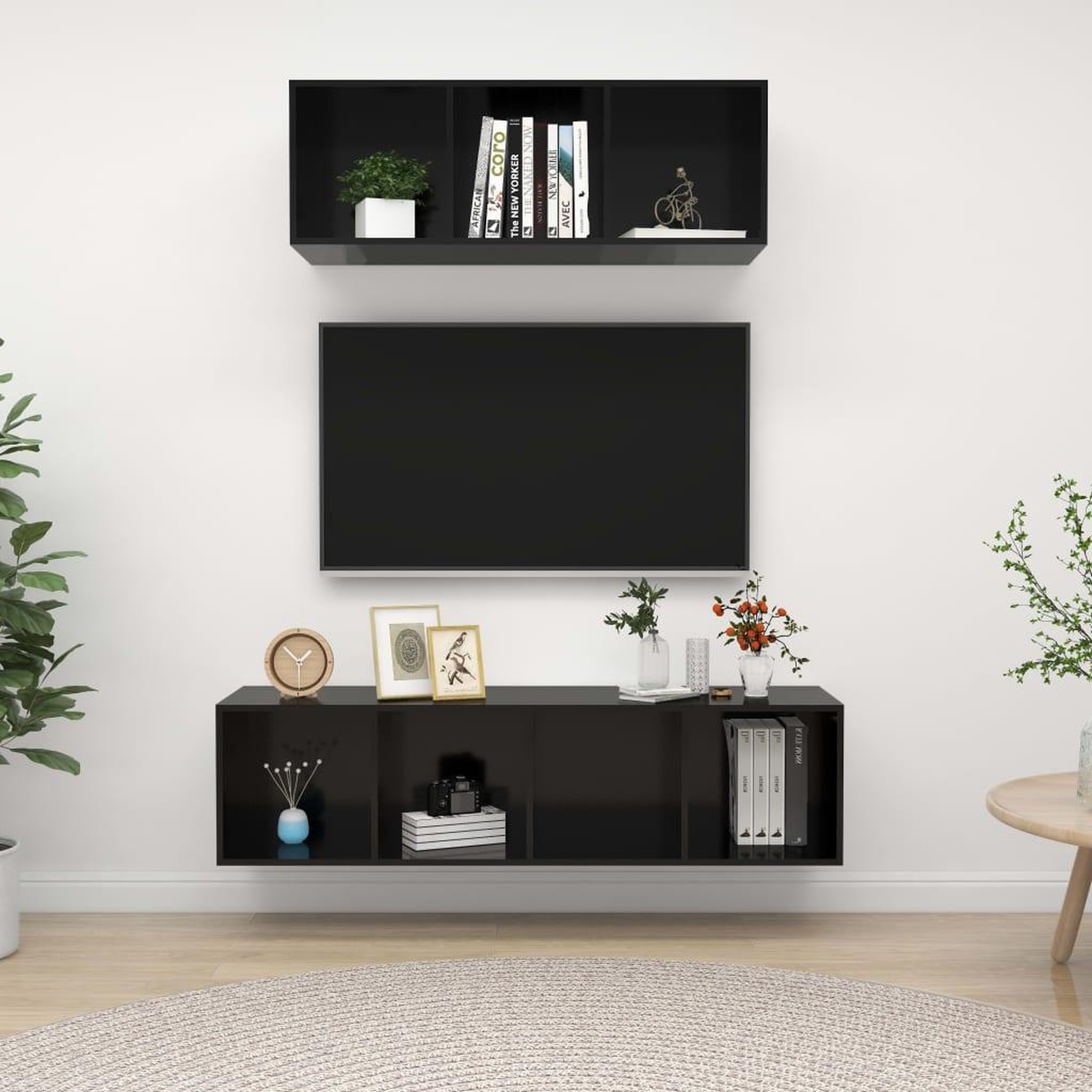 Voir la diapositive 1 : VIDAXL Ensemble de meubles TV 2 pcs Noir brillant Bois d'ingenierie