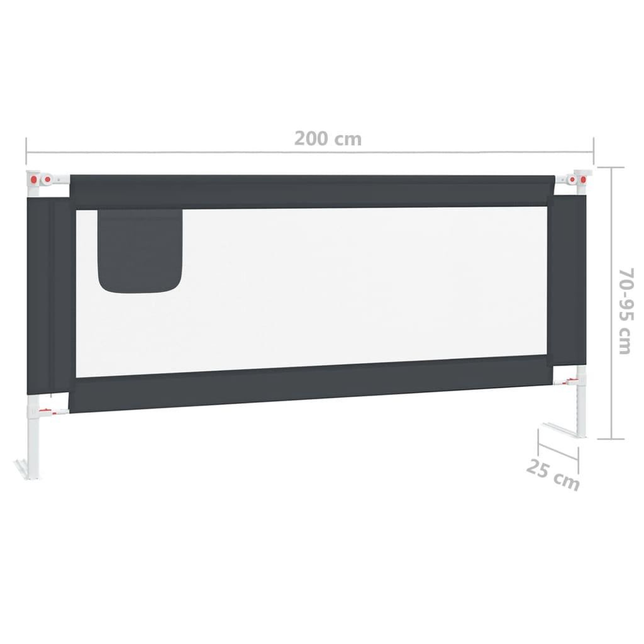 Voir la diapositive 6 : VIDAXL Barriere de securite de lit d'enfant Gris fonce 200x25 cm Tissu