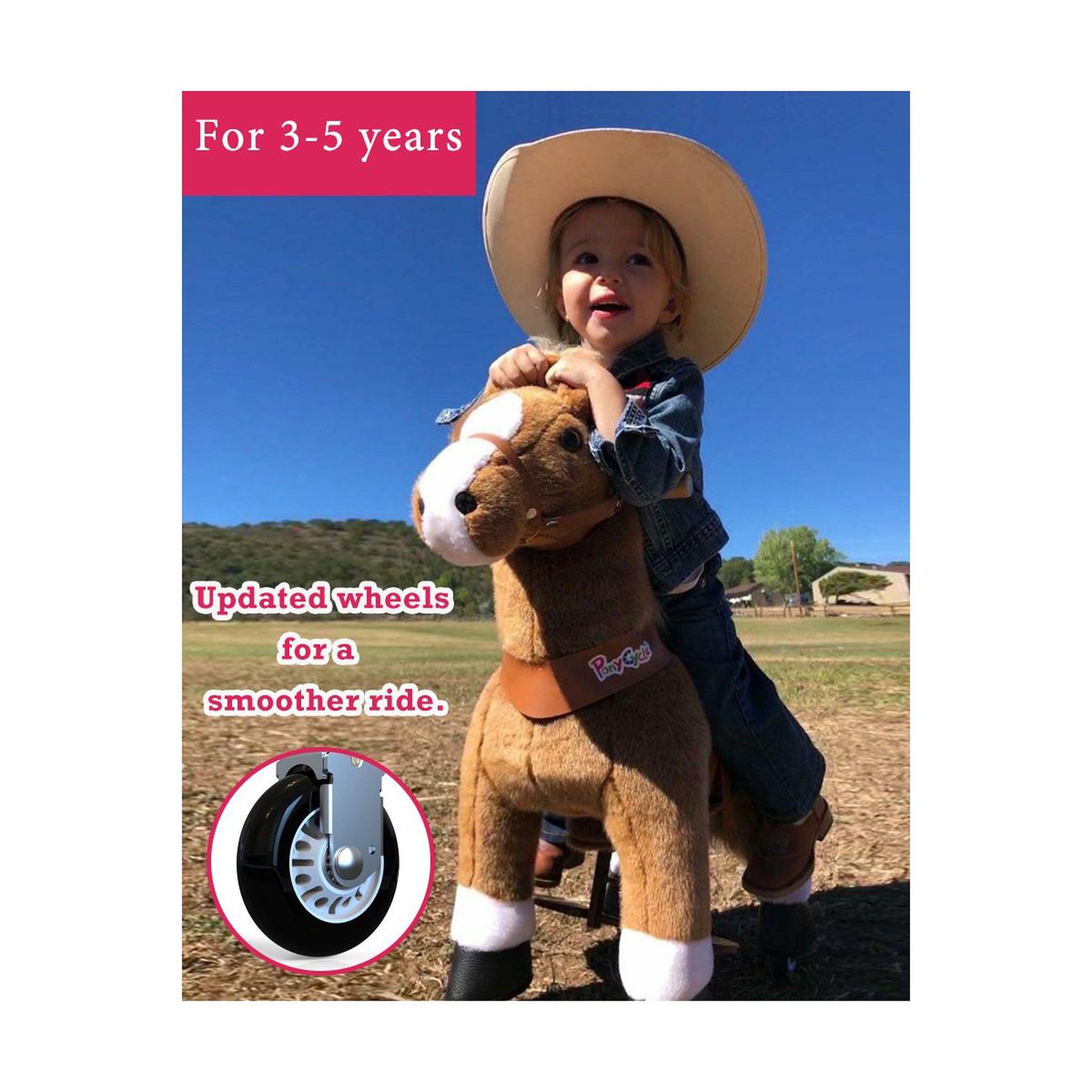 Voir la diapositive 4 : Ponycycle Poney à monter Marron avec sabot blanc Petit Modèle pour 3 à 5 ans