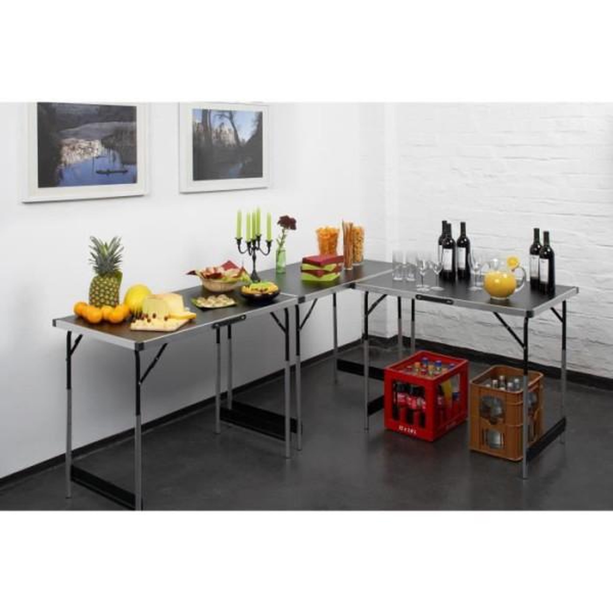 Voir la diapositive 4 : MEISTER Lot de 3 tables a tapisser - MEISTER - Tables multifonctions - En aluminium - Hauteur réglable