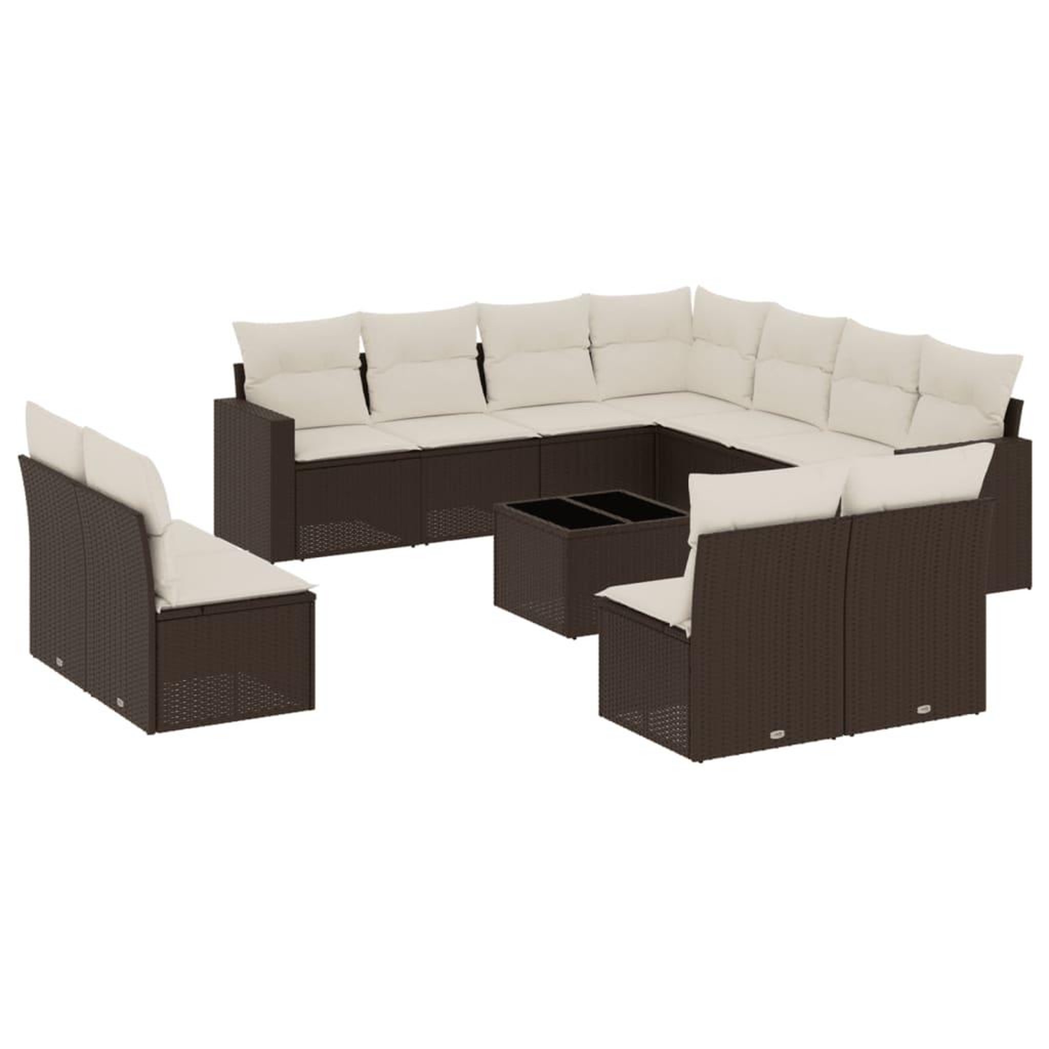 Voir la diapositive 2 : VIDAXL Salon de jardin avec coussins 12 pcs marron resine tressee