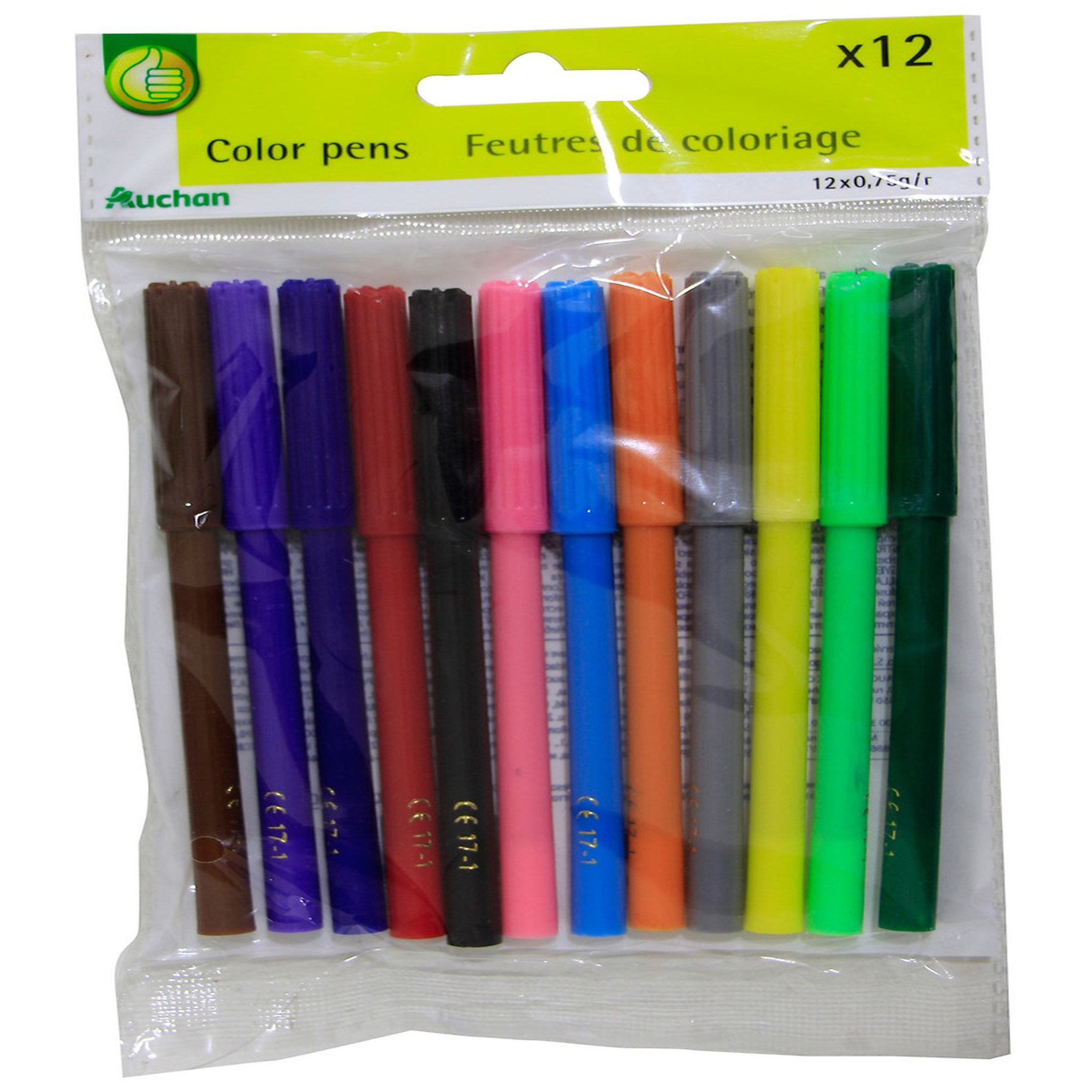 Auchan Pouce Lot de 12 feutres de coloriage