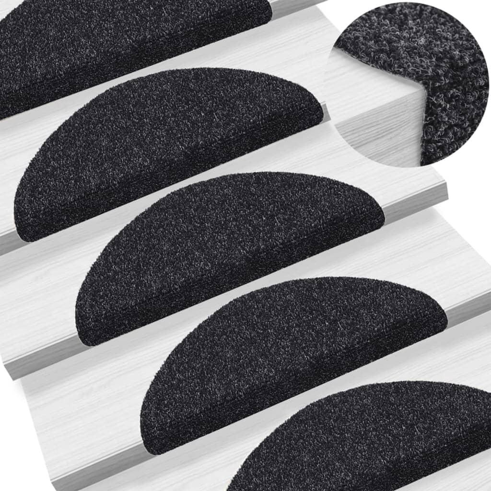 Voir la diapositive 1 : VIDAXL Tapis autoadhesifs de marches 10 pcs Noir 56x17x3 cm Aiguillete