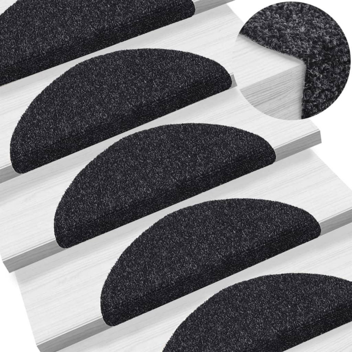 VIDAXL Tapis autoadhesifs de marches 10 pcs Noir 56x17x3 cm Aiguillete