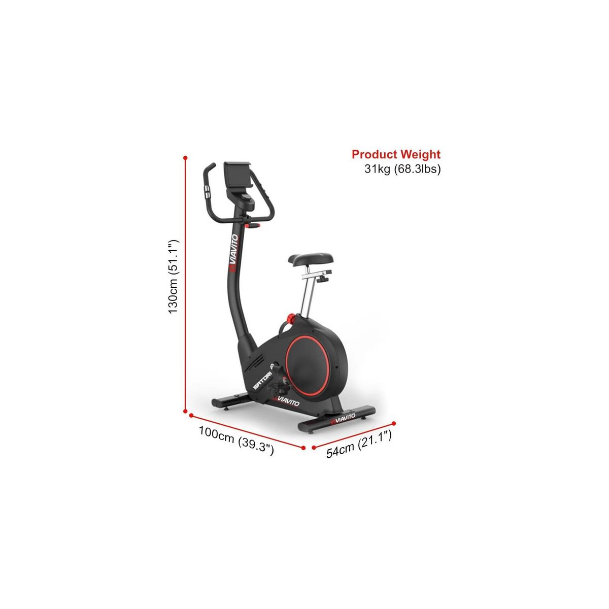 VIAVITO Vélo d'appartement de fitness - Viavito - Modèle Satori - Ecran LED - Roue d'inertie 9 Kg