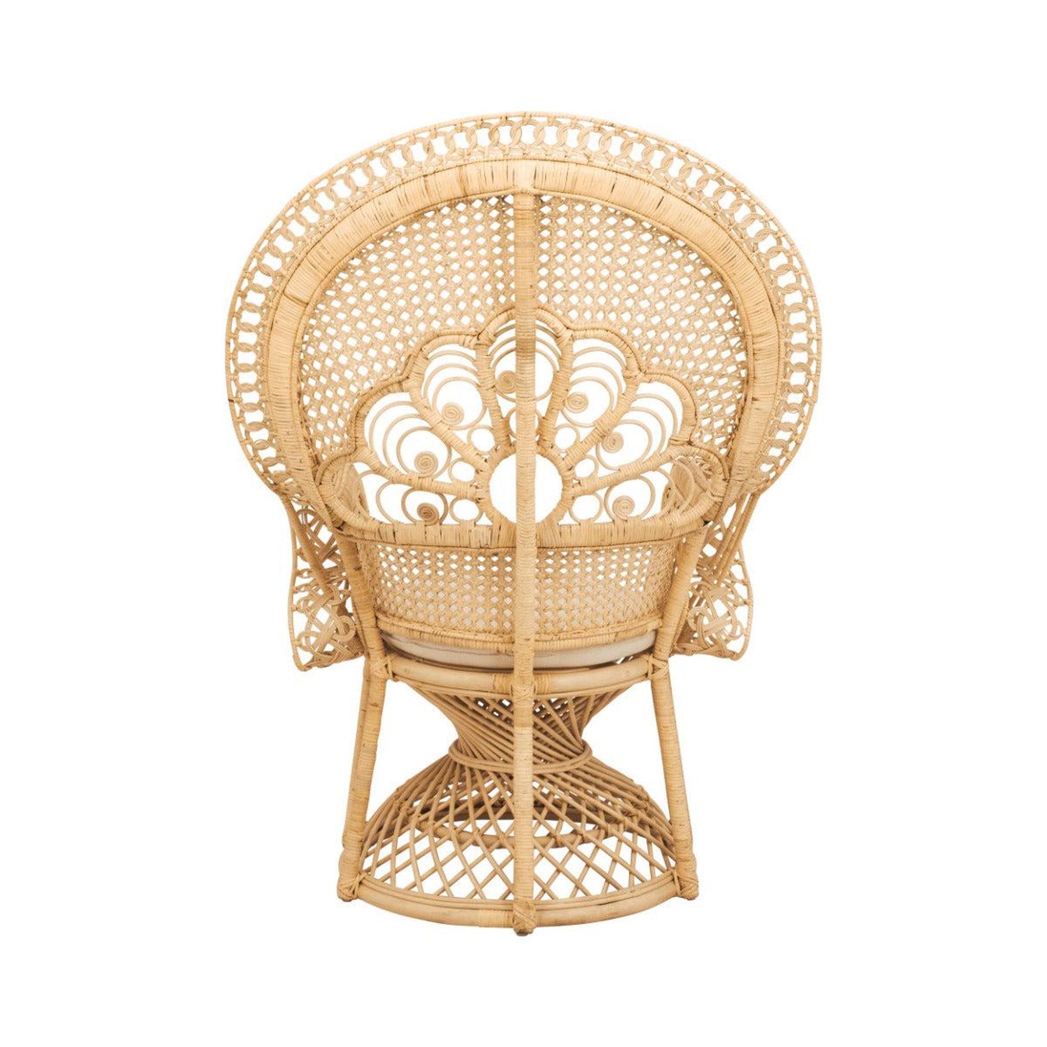 Voir la diapositive 2 : MAISON PAVANE Fauteuil en rotin naturel et coussin blanc-Eloa