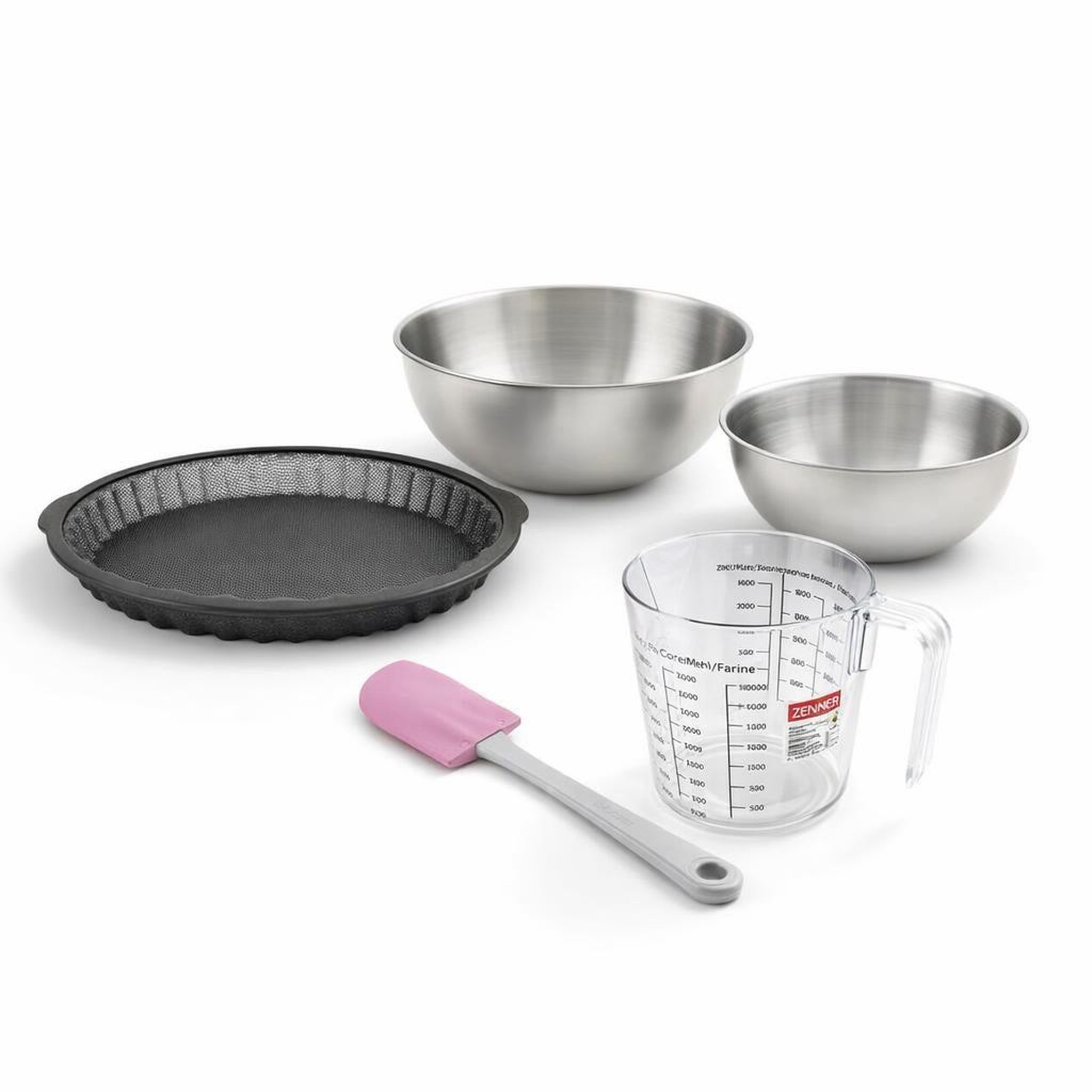 ZENKER Set de 5 ustensiles de pâtisserie moule à gâteaux bol spatule et verre doseur silicone fibre de verre silicone fibre de verre zenker  silicone fibre de verre