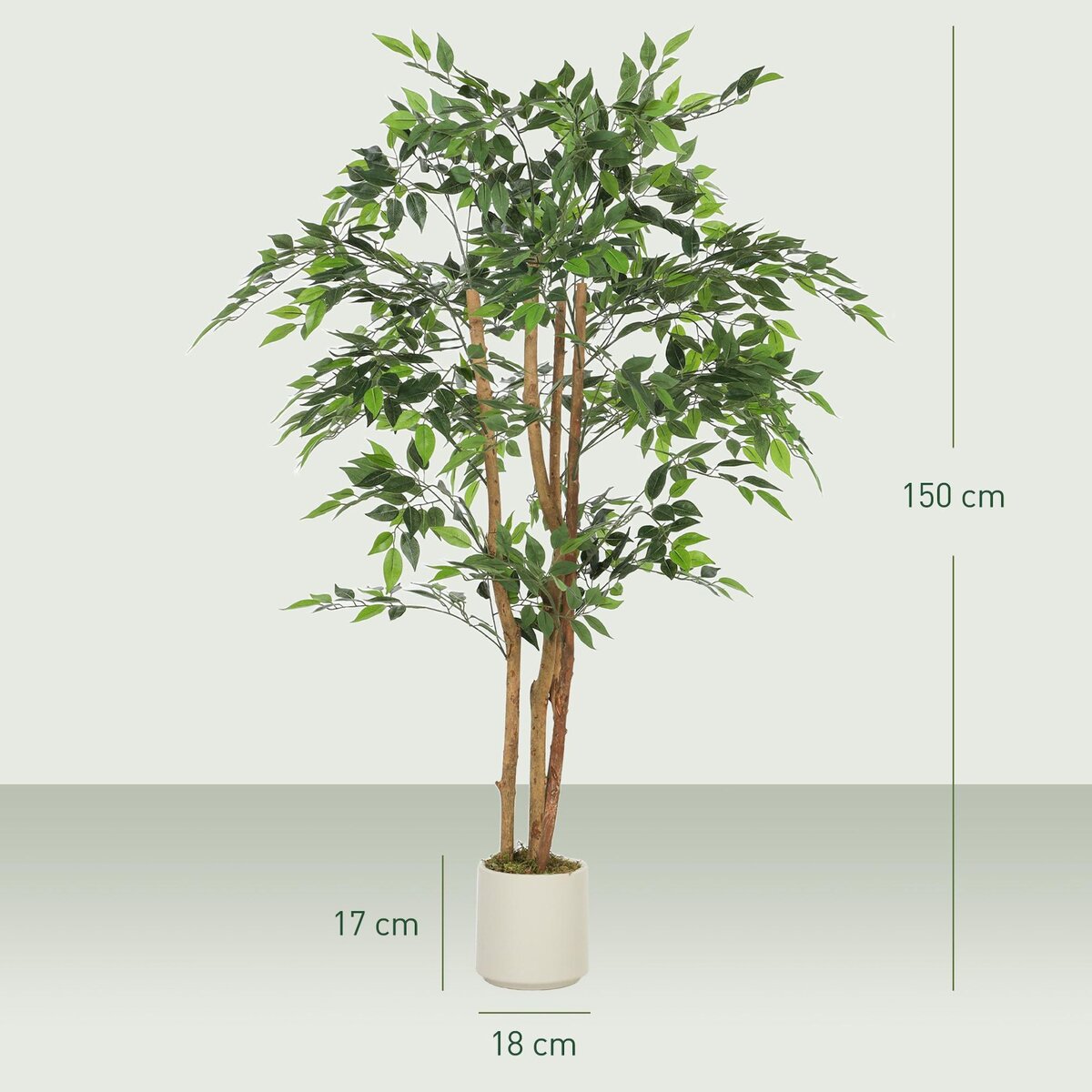 HOMCOM Arbre artificiel plante artificiel banyan H.1,5 m vrais troncs 1116 feuilles grand réalisme