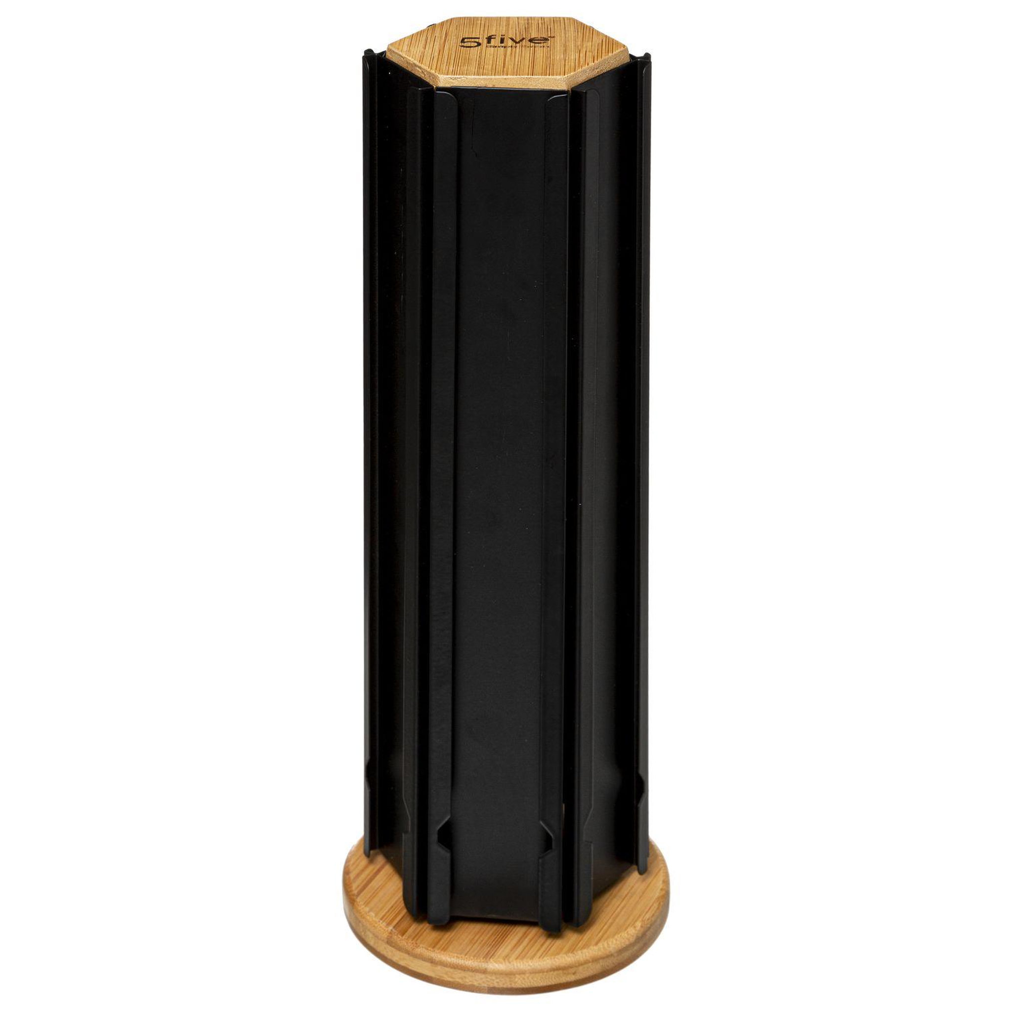FIVE Porte-capsules à café rotatif en bambou et métal - Beige et Noir