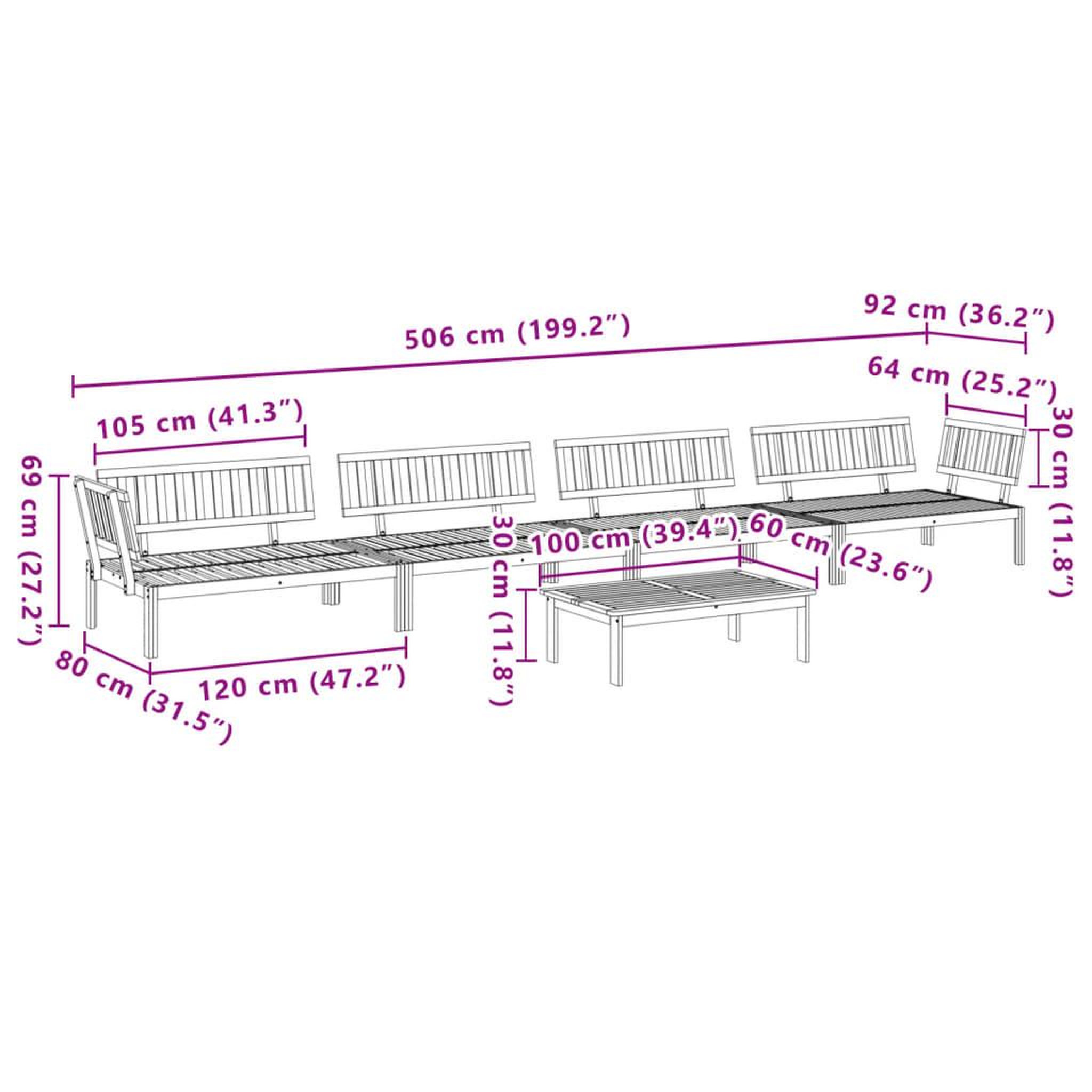 Voir la diapositive 6 : VIDAXL Salon palette de jardin 5 pcs bois d'acacia massif