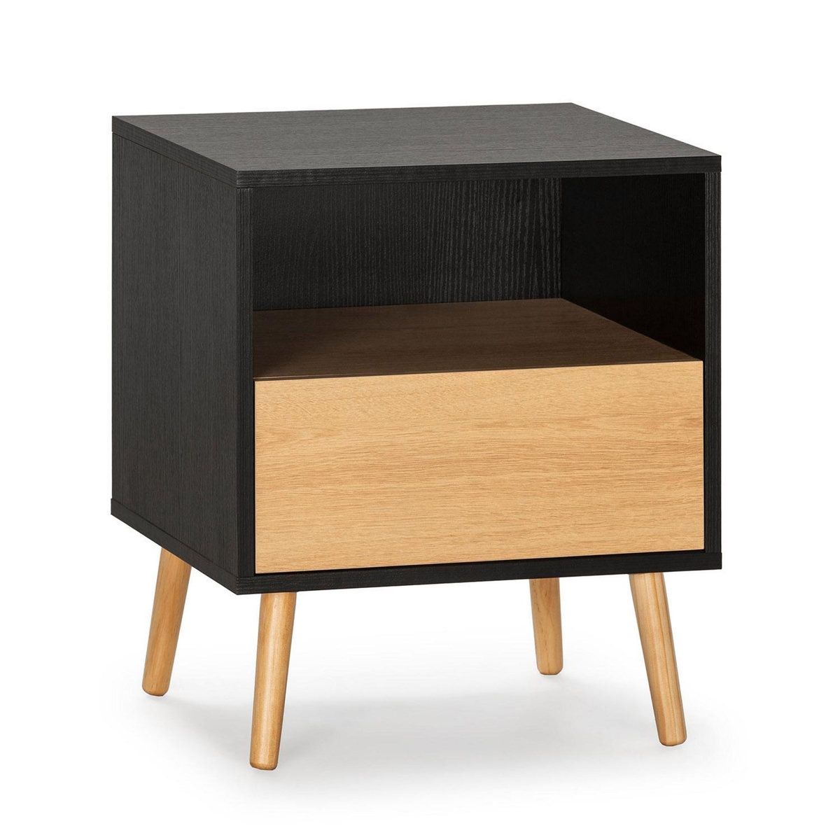 VS VENTA-STOCK Table de chevet 1 tiroir Apolo Couleur Noir/Bois