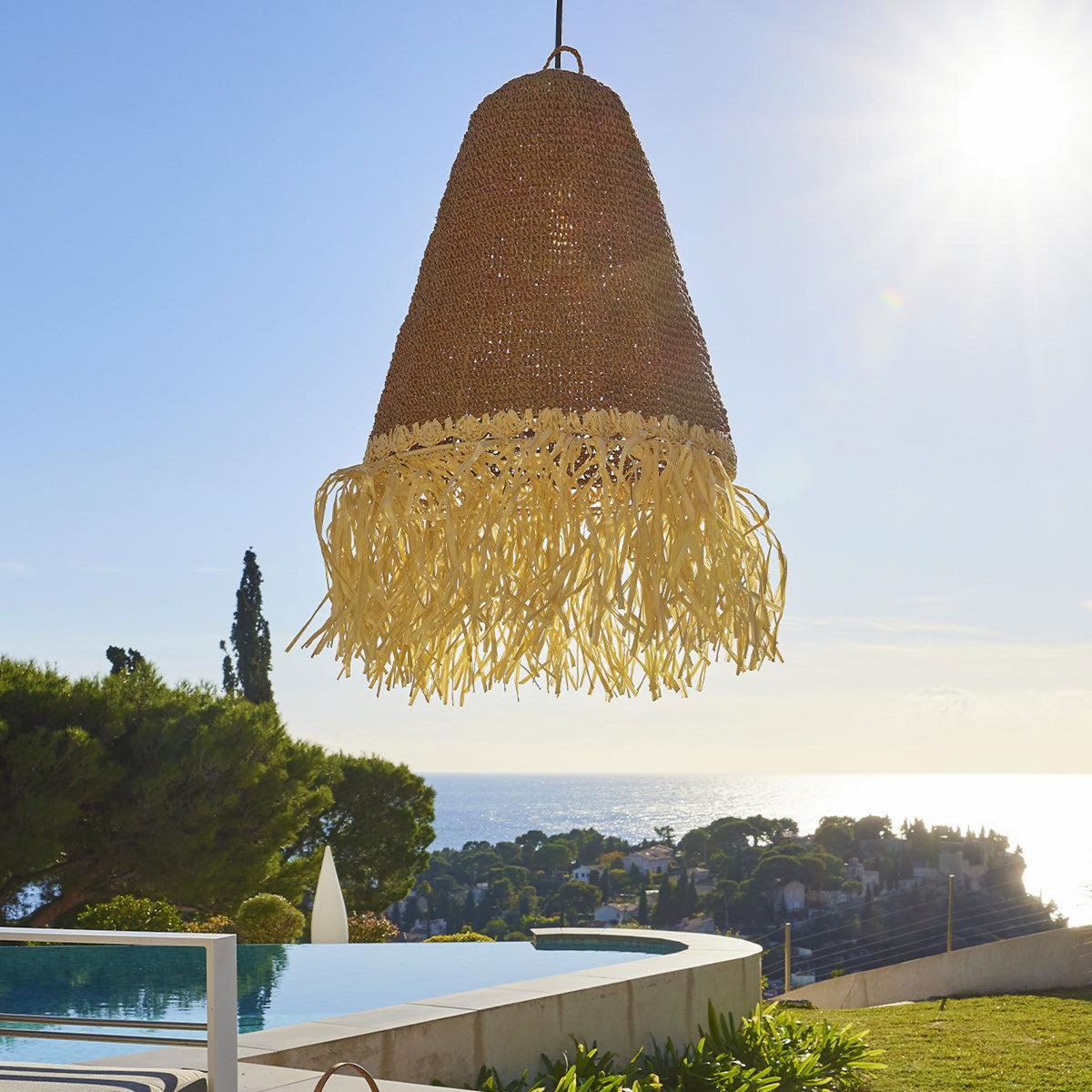 Lumisky Suspension d'extérieur avec cable PALOMA Beige Herbe marine D40 cm