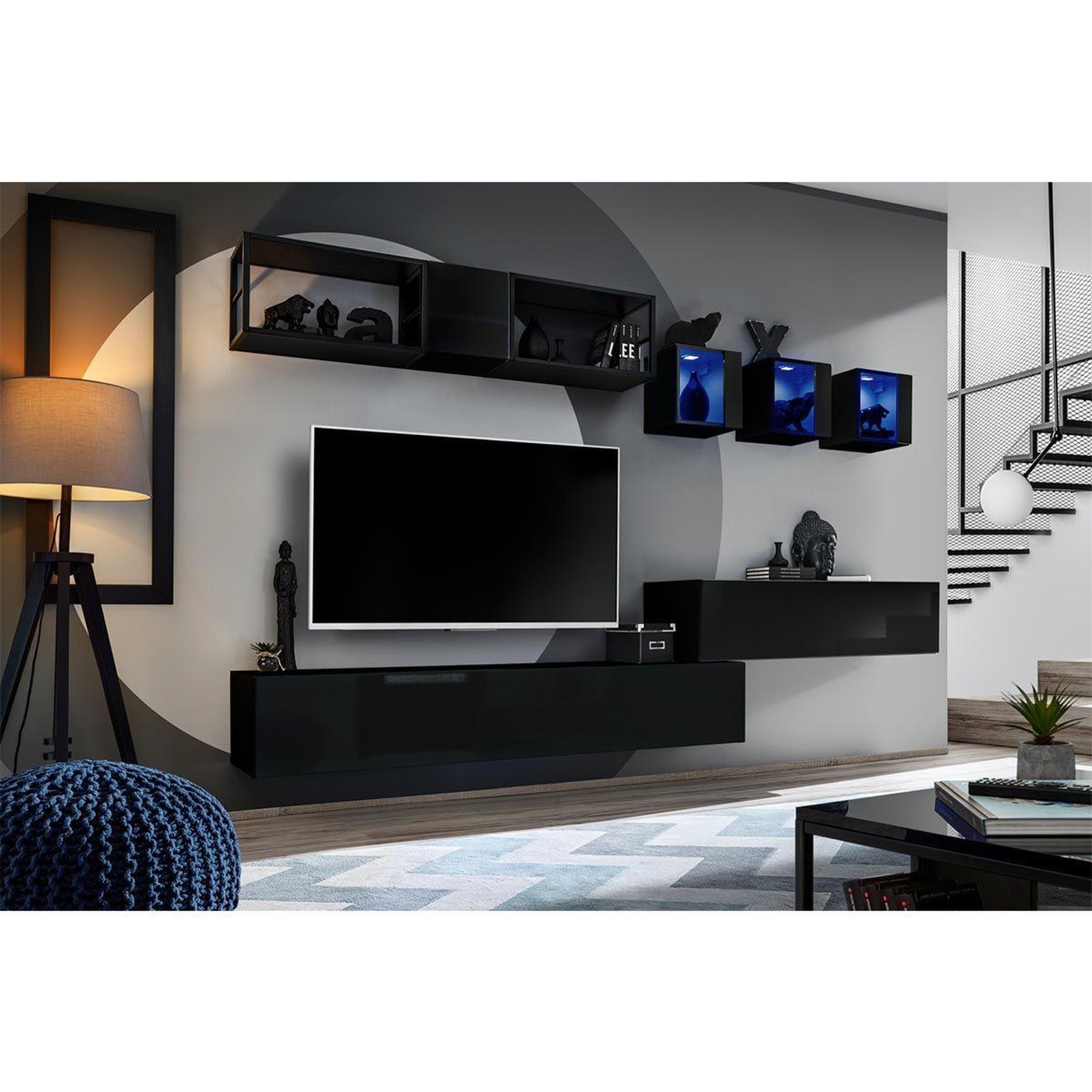 Voir la diapositive 2 : Paris Prix Ensemble meuble tv design  switch iii  280cm noir