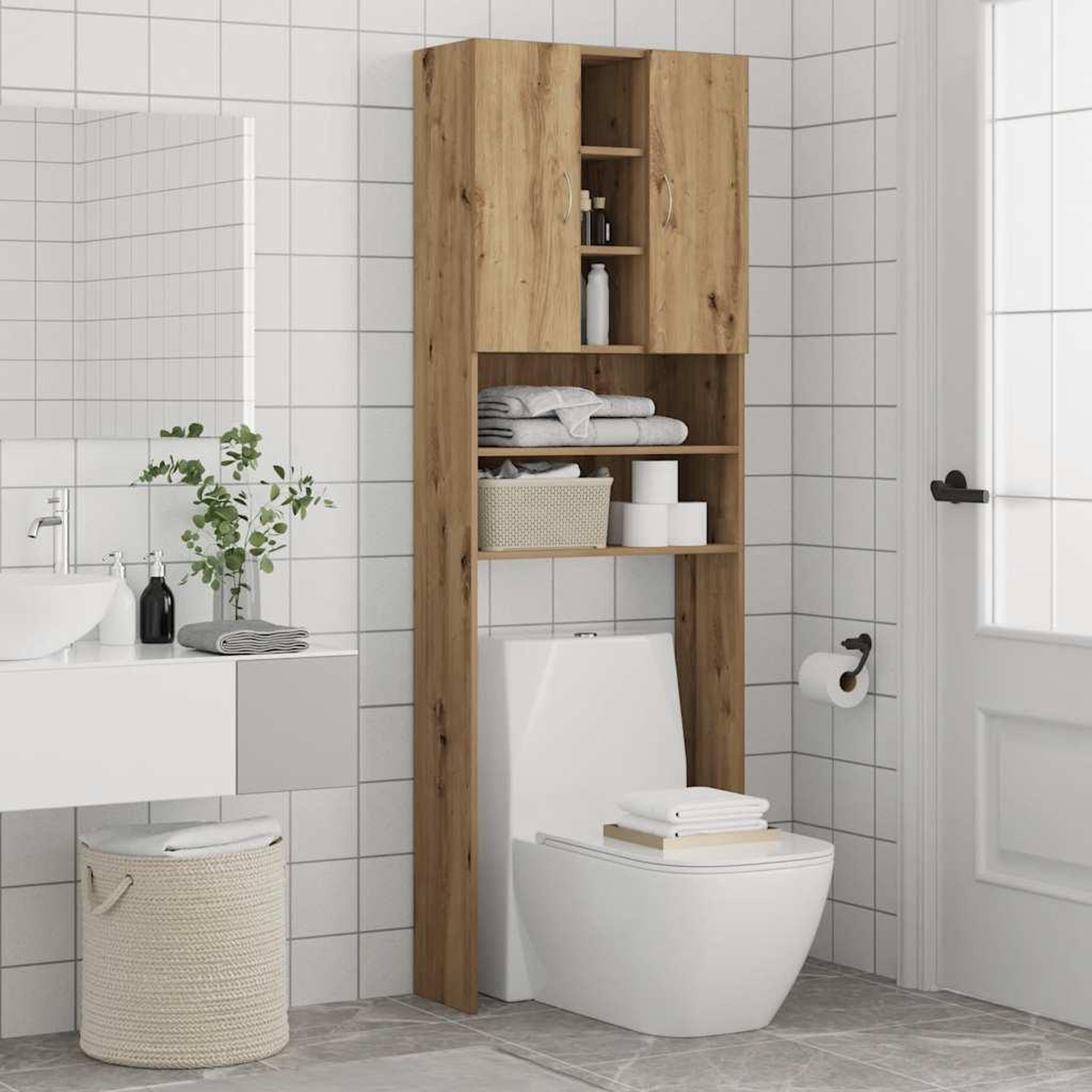 Voir la diapositive 5 : VIDAXL Meuble pour machine a laver chene artisanal 64x25,5x190 cm